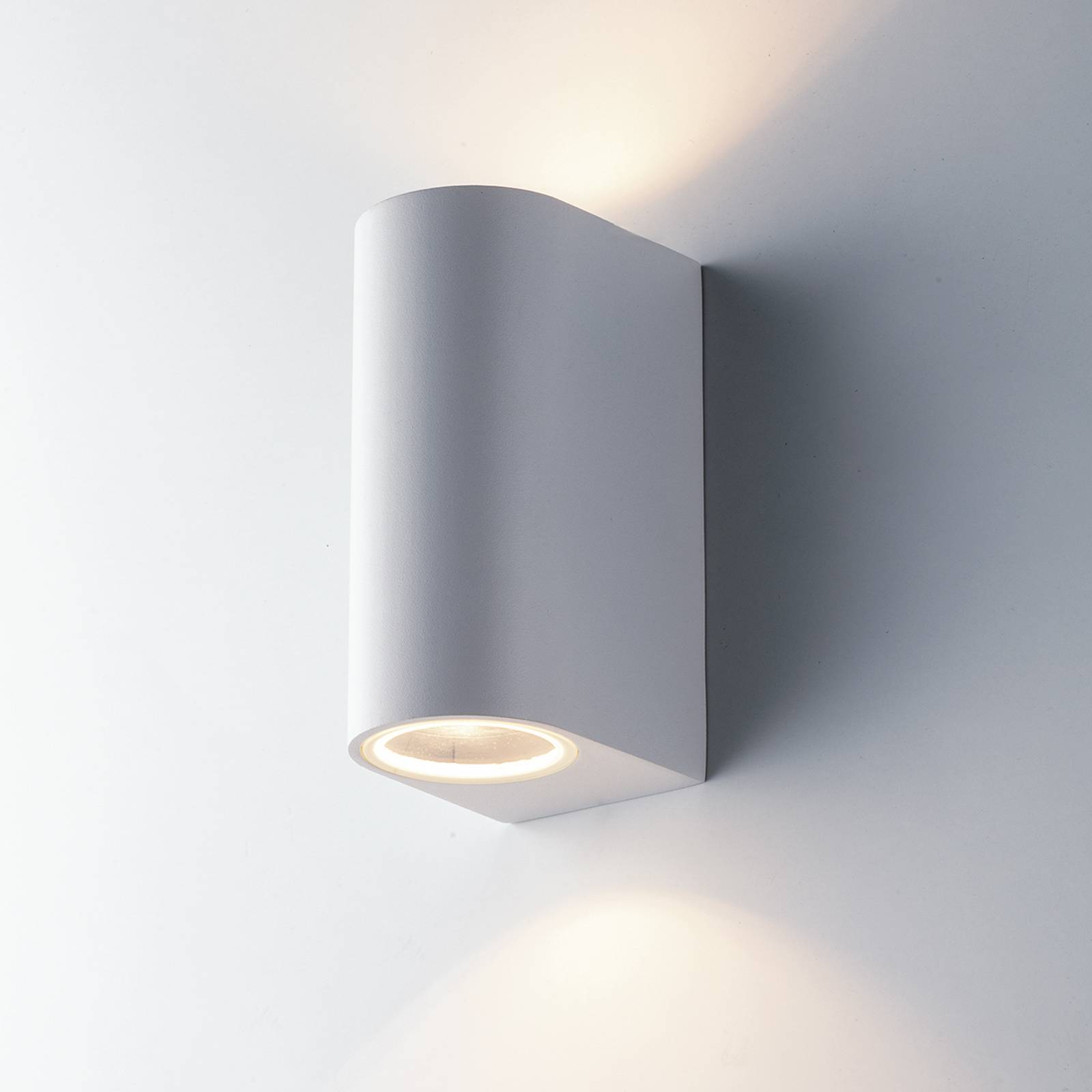 Außenwandlampe ONE, weiß, Höhe 13 cm, Metall IP54, 2-flg. günstig online kaufen