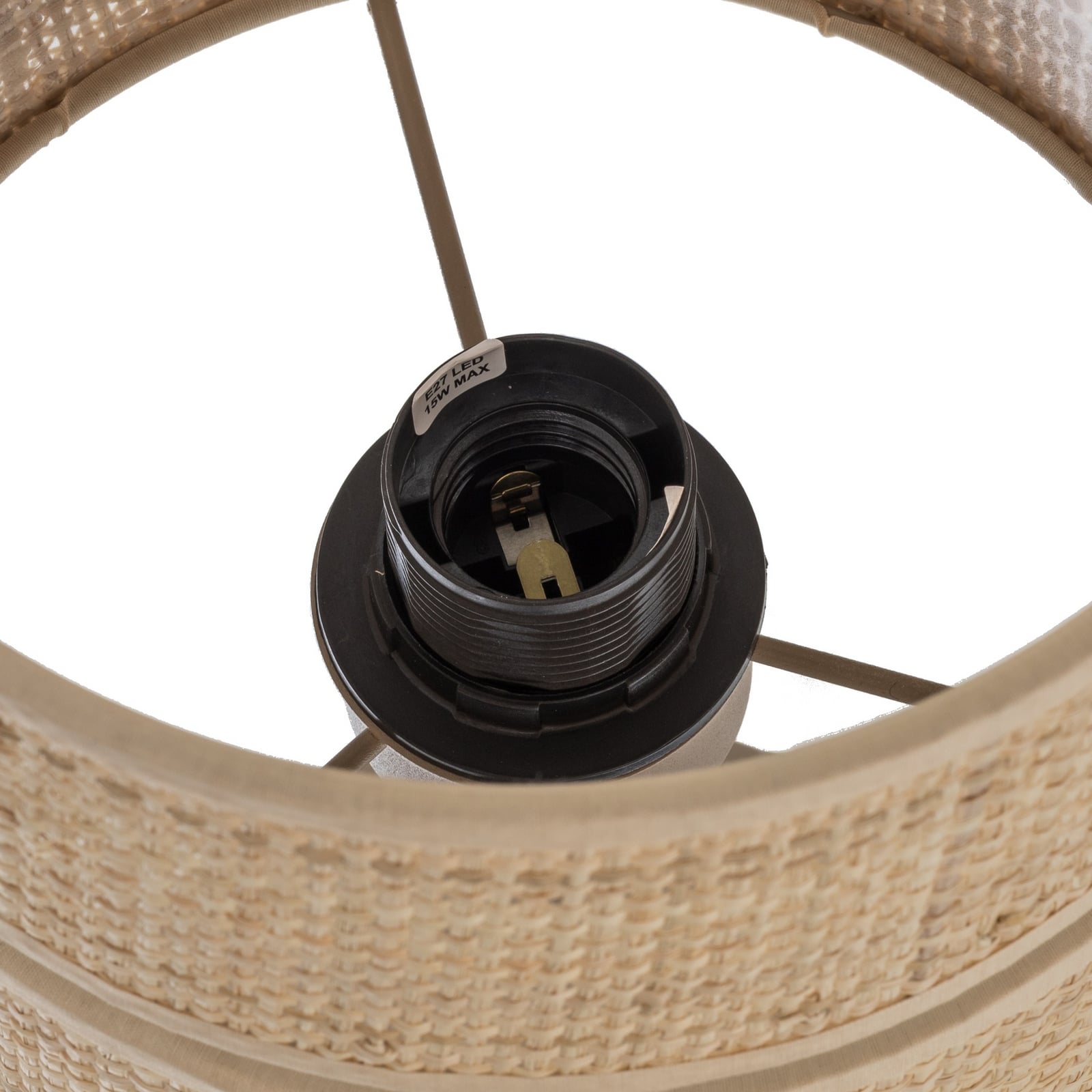 Tischleuchte Calma, beige, Bast, Höhe 38 cm, E27