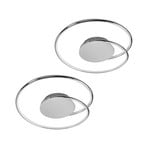 Lindby Joline LED ceiling lamp, set of 2, Ø 46 cm, chrome colour