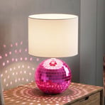 Lampe à poser Glitza rose/blanc, tissu, plastique, E14