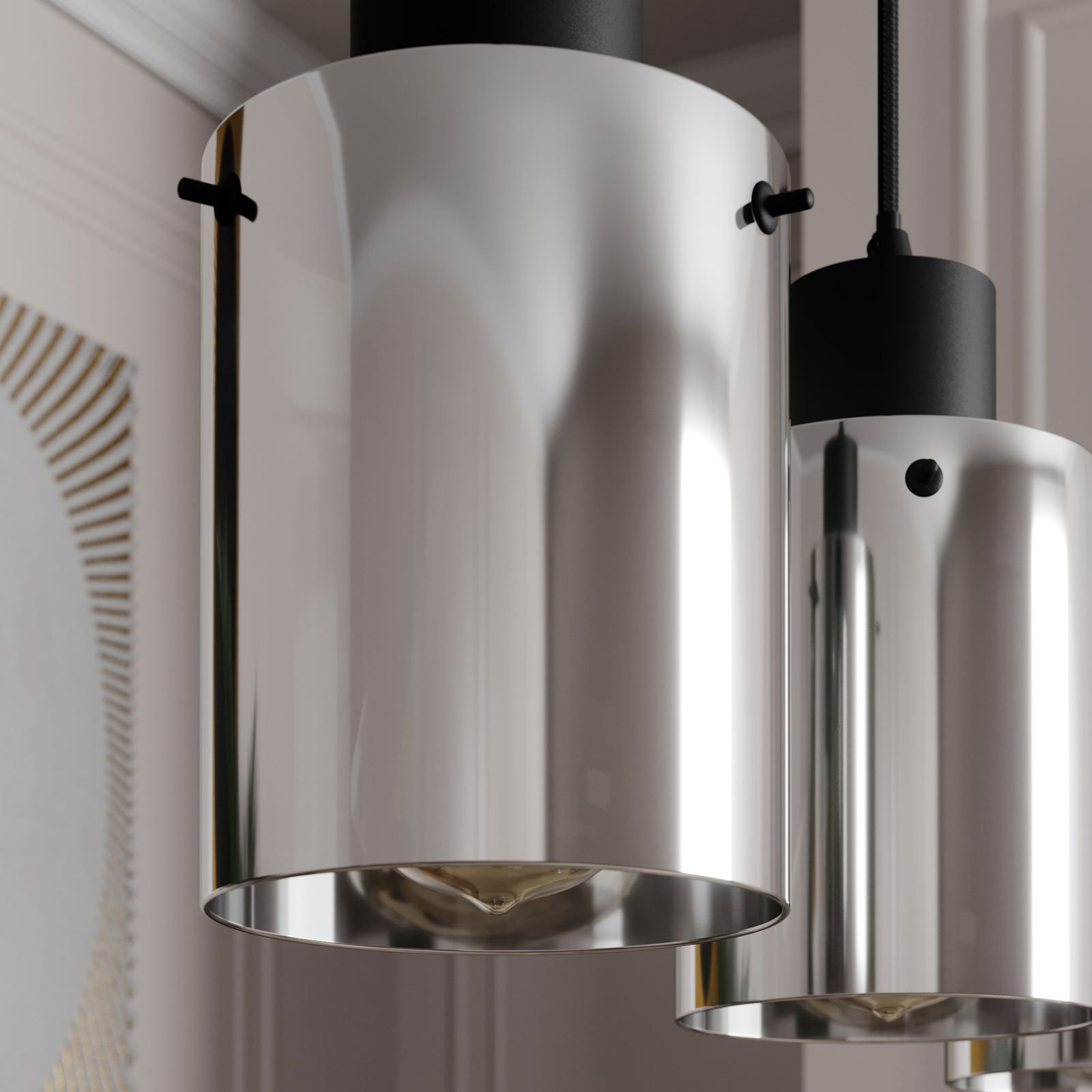 Kourtney Závěsná Lampa Black/Smoke - Lindby