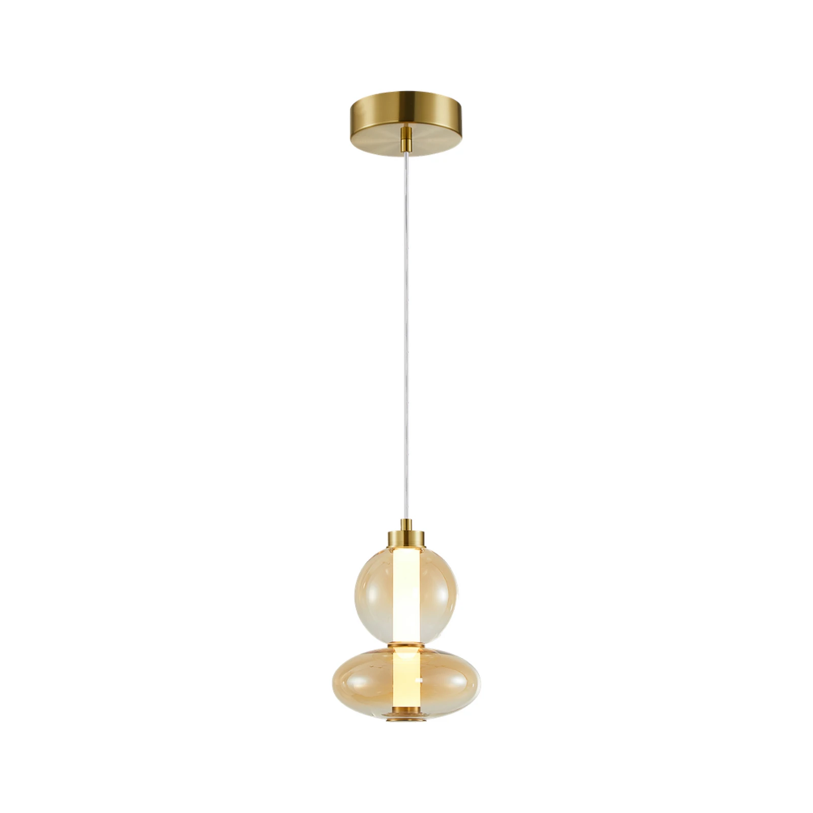 Daphne LED pendant light, amber-transparent glass, height 28 cm