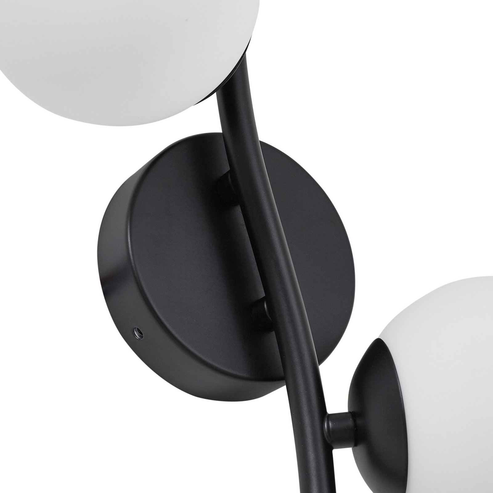 Josiana væglampe, opal/sort, kugle, glas - Lindby