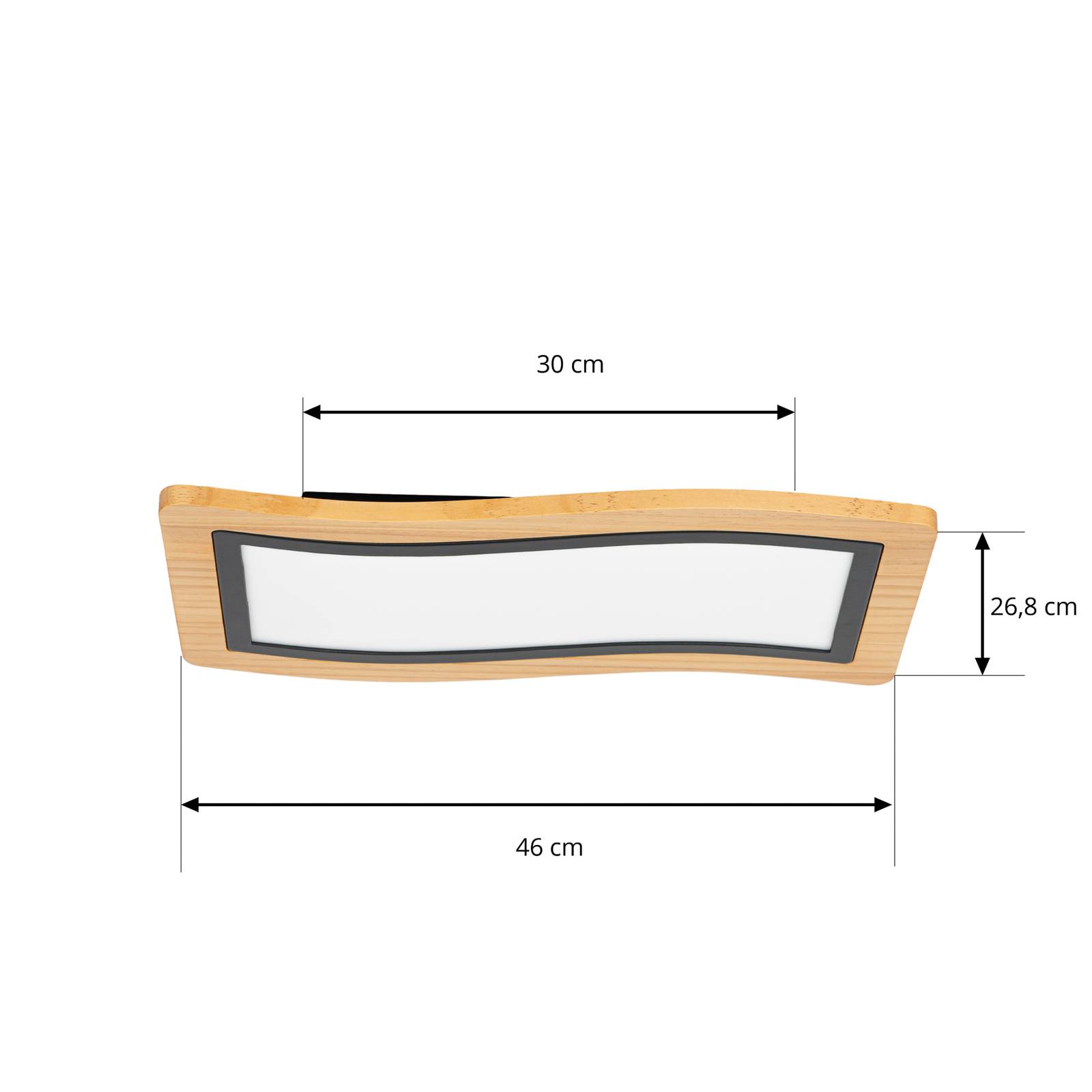 Lampa sufitowa Lucande LED Joren, 46 cm długości, drewno, 3000 K