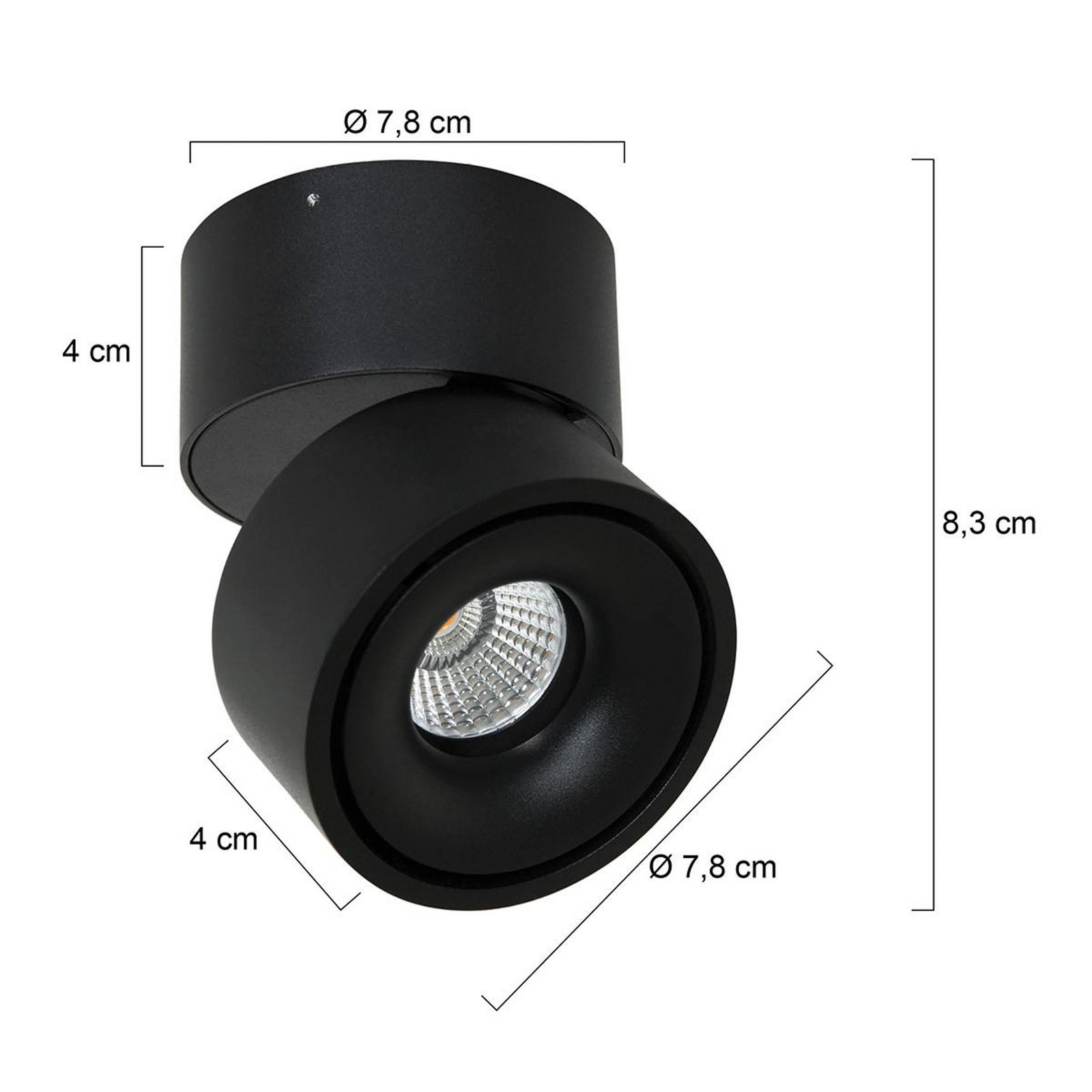 LED ceiling spotlight Fez, black, 1-bulb, metal, swivelling