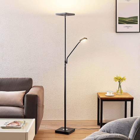 Lindby Sumani LED vloerlamp, hoekig, zwart