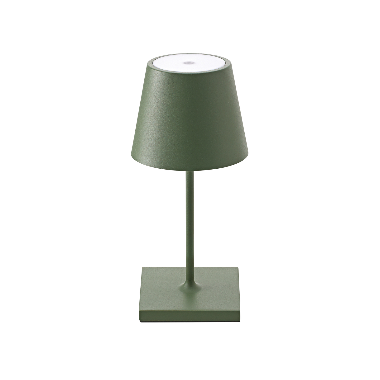 Nuindie mini lámpara de mesa LED recargable, redonda, USB-C, verde abeto