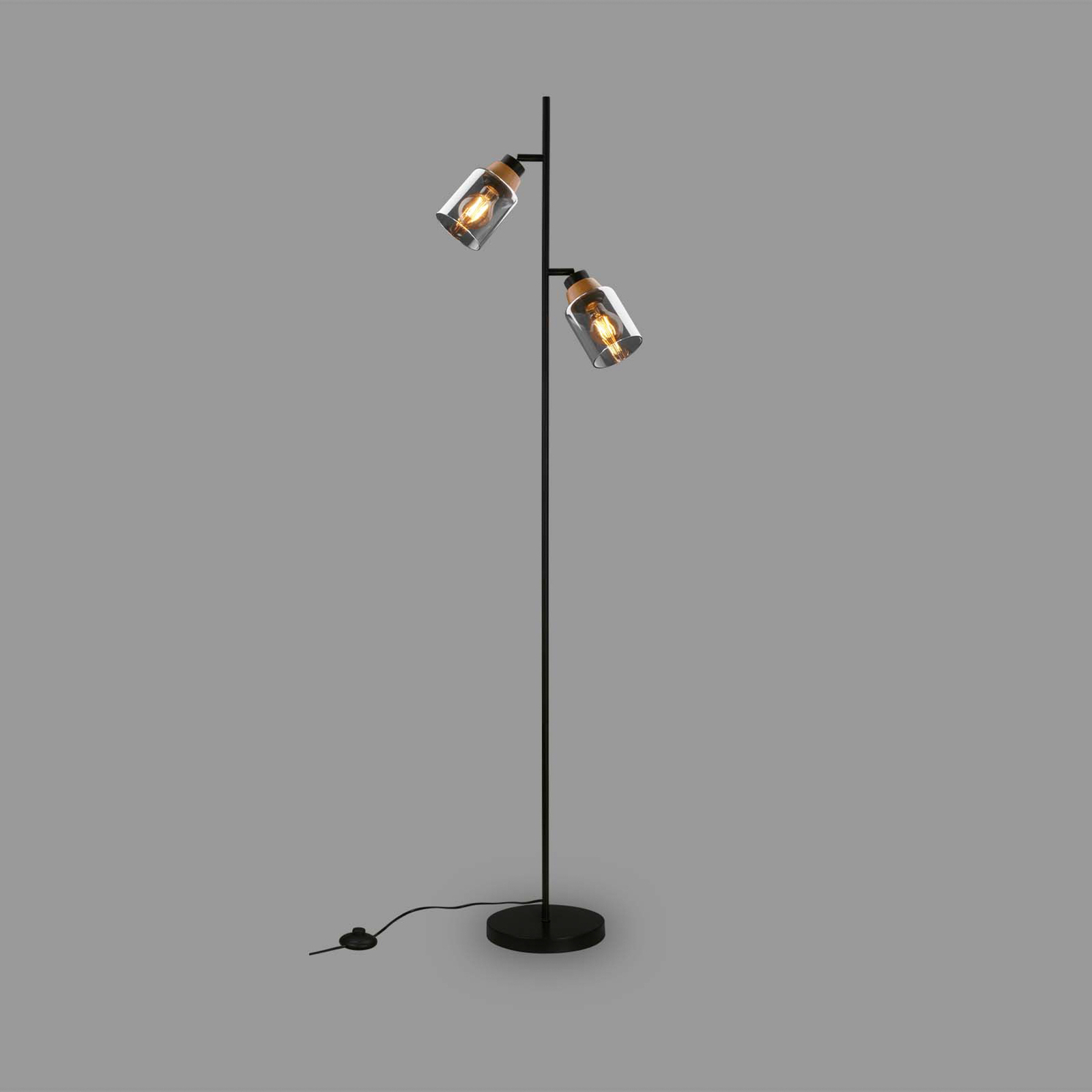 Vloerlamp 1486025 2-lamps, kappen rookglas