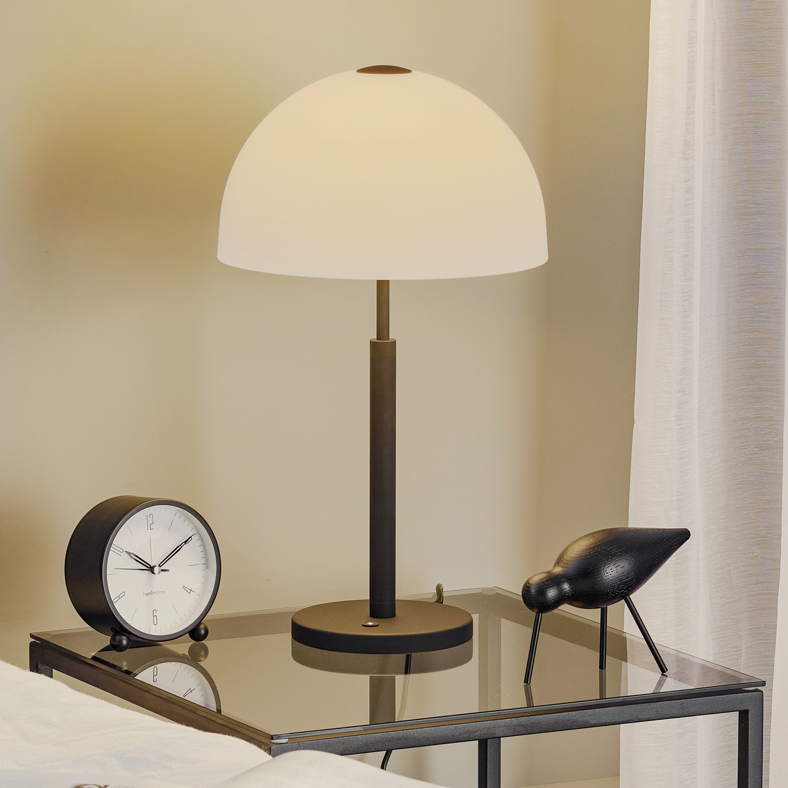 Rothfels Laurena lampa stołowa LED, szkło, czarna