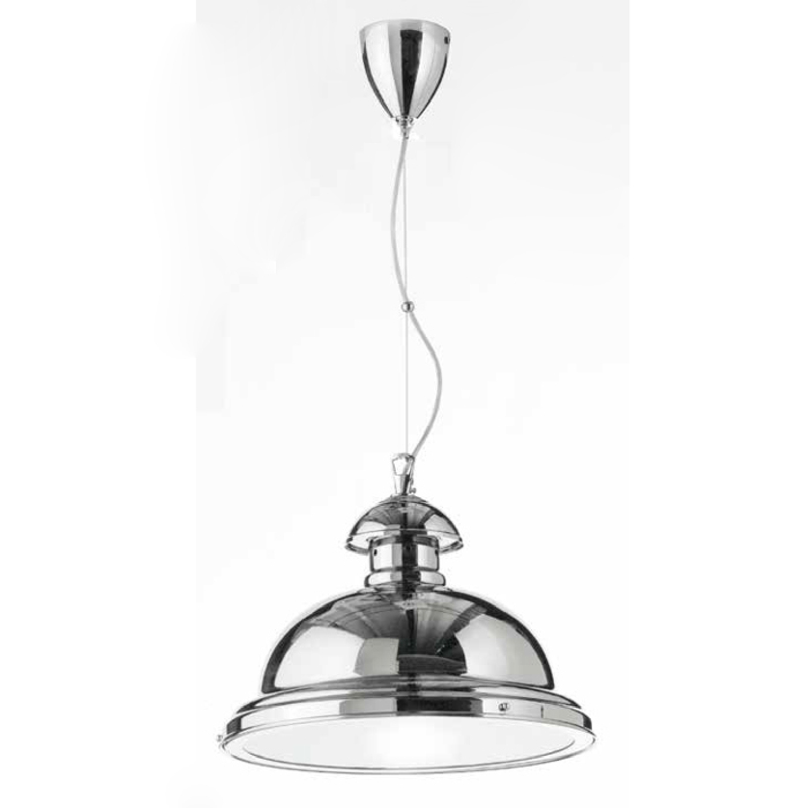 Glossy chrome-plated Scirocco hanging lamp