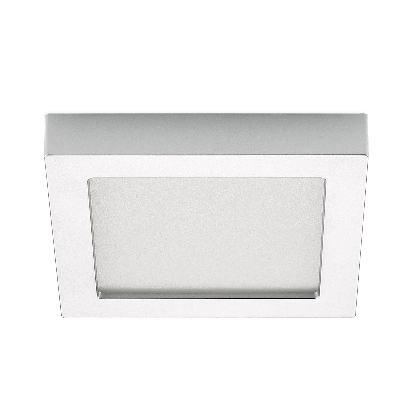 Prios LED ceiling light Alette, silver, 22.7cm, 24W, dimmable