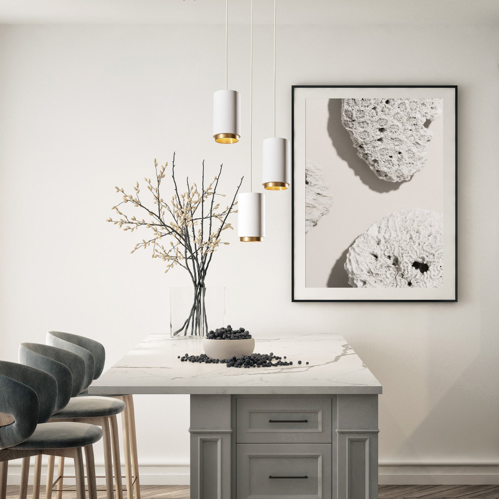 Propilei pendant light, white/black/brass/copper, plaster