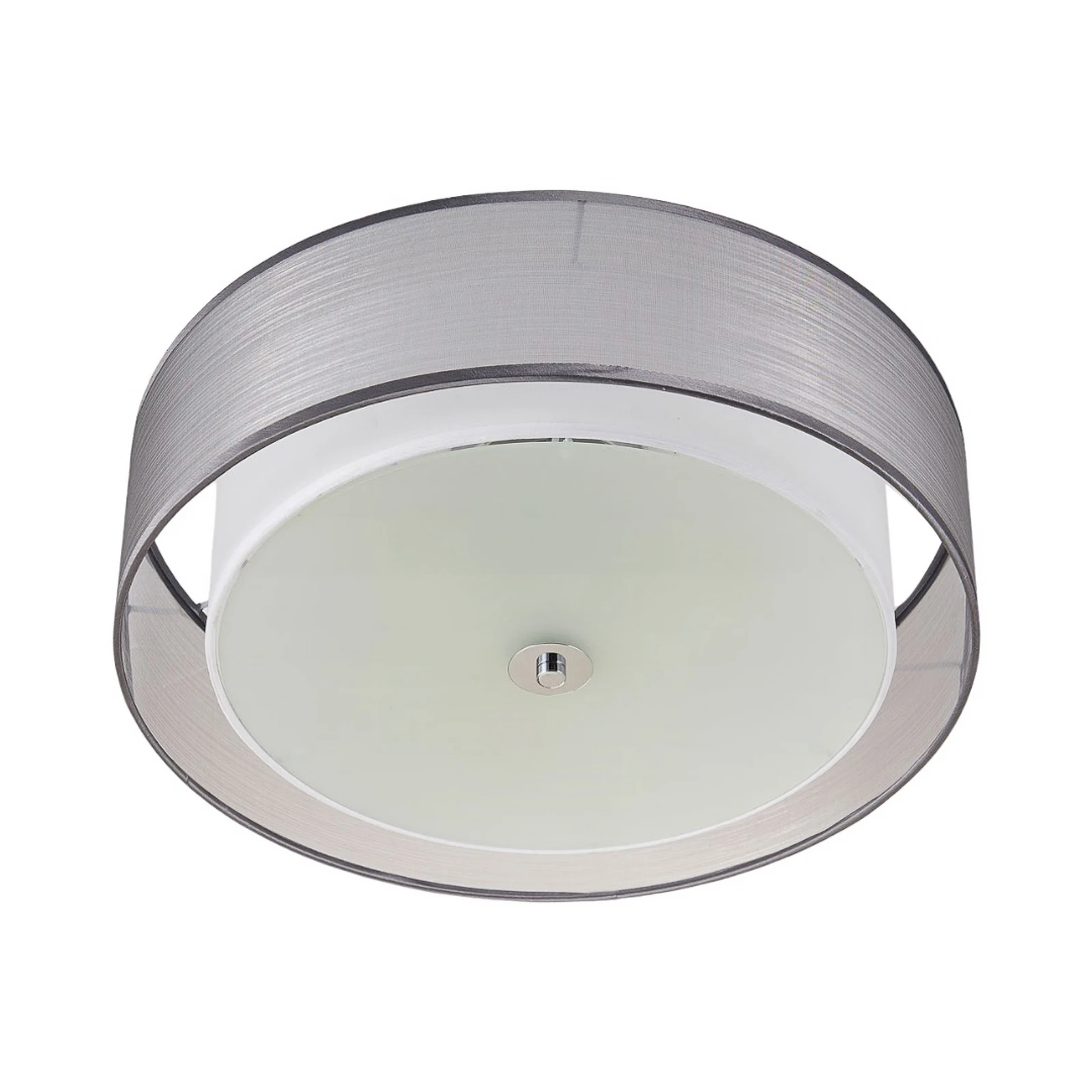 Lindby plafondlamp Tobia, grijs, textiel, Ø 50 cm, E27