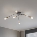 Deckenlampe Banana, schwarz, Metall, 67 cm, 6-flammig, E27