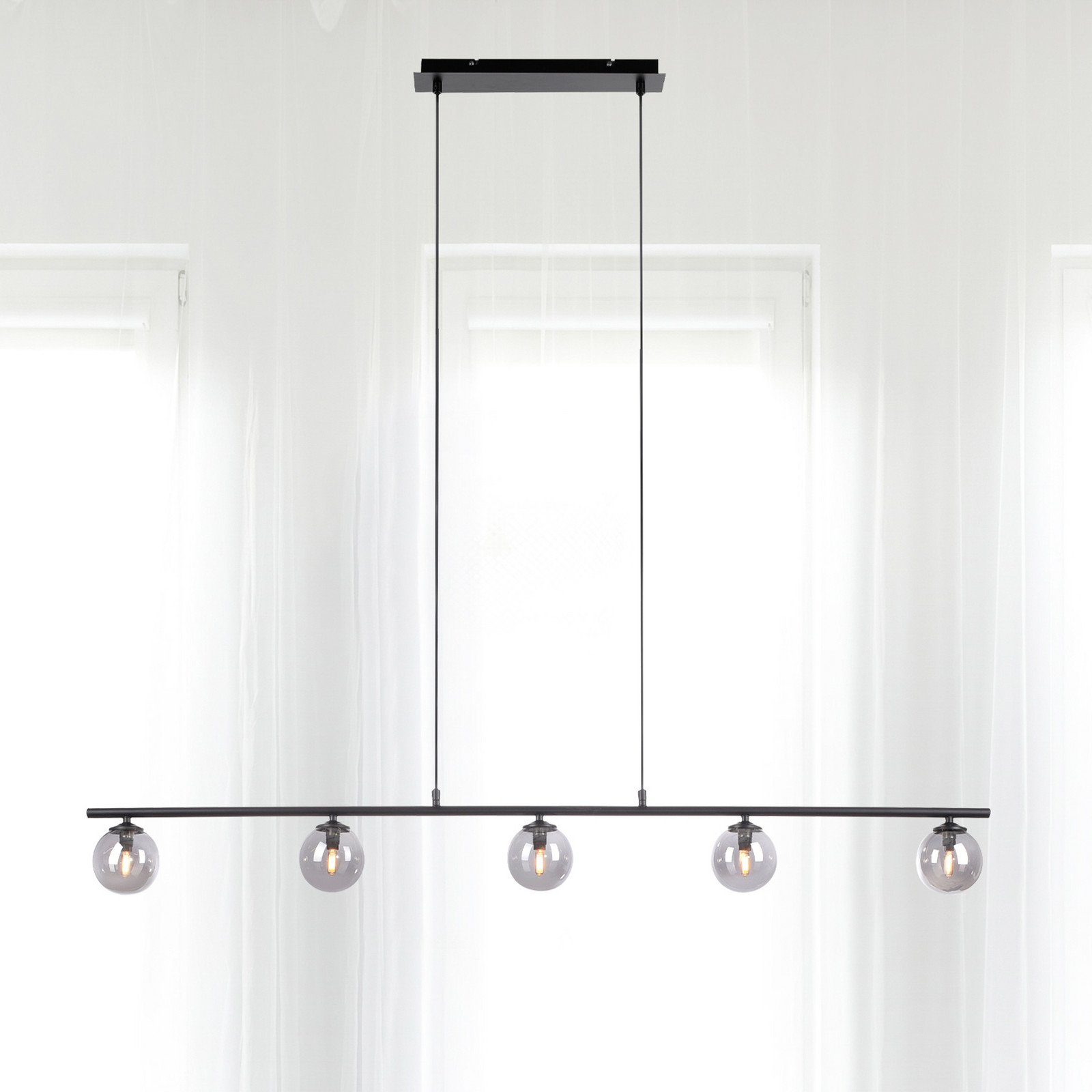 Paul Neuhaus Widow pendul LED cu sfere de sticlă - Camera de zi / sufragerie - modern - negru gri fumuriu transparent - Metal