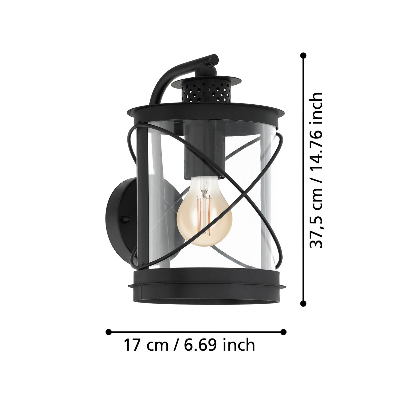 Buitenwandlamp Hilburn, zwart, neerwaards