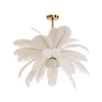 Lámpara colgante KARE Feather Palm, blanca, plumas, Ø 87 cm, G9