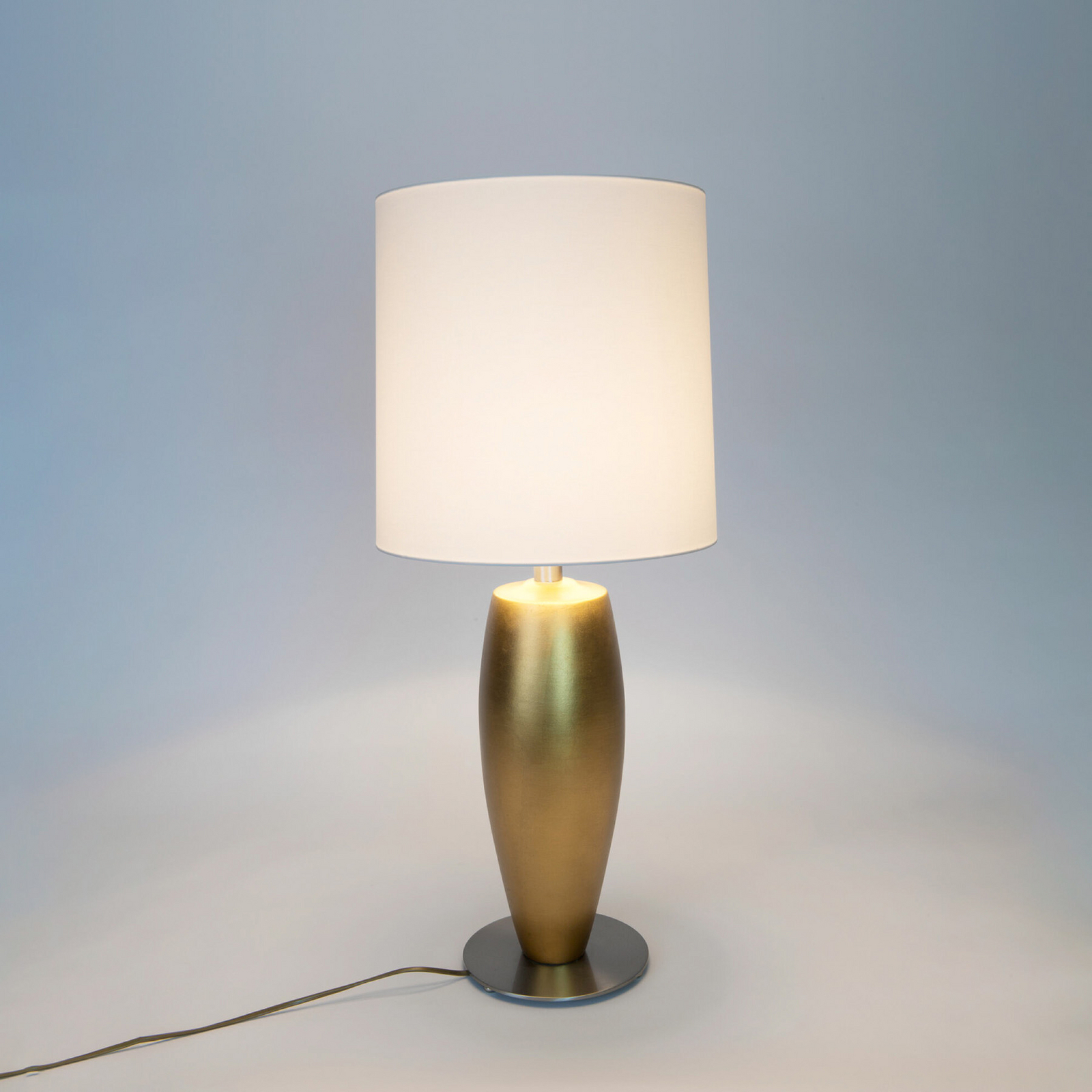 Bordlampe OMEGA SOTTILE, gull/hvit, høyde 80 cm, keramikk, E27
