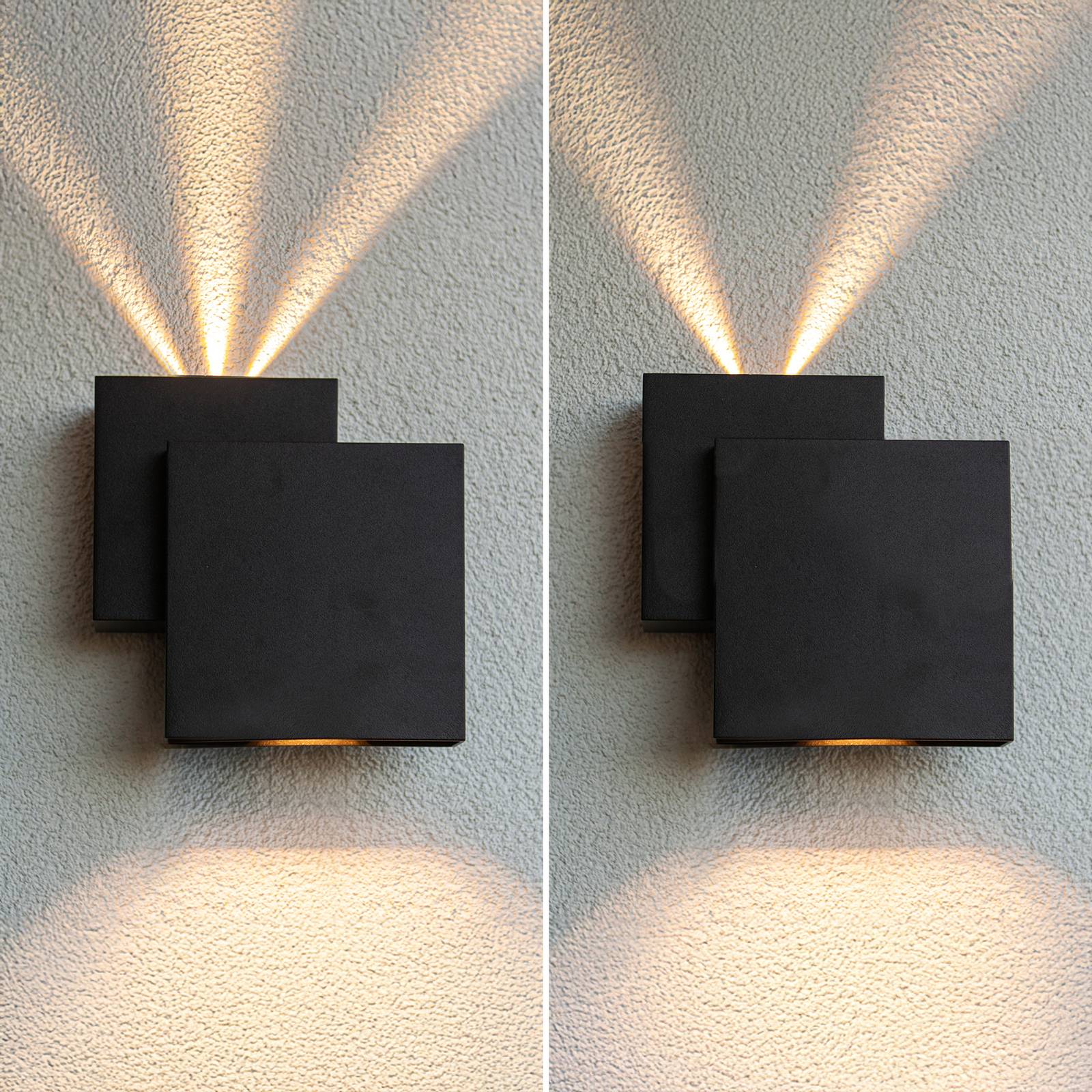 Kinkiet zewnętrzny LED RIALTO, czarna, 20 cm, IP44, światło skierowane w górę/w