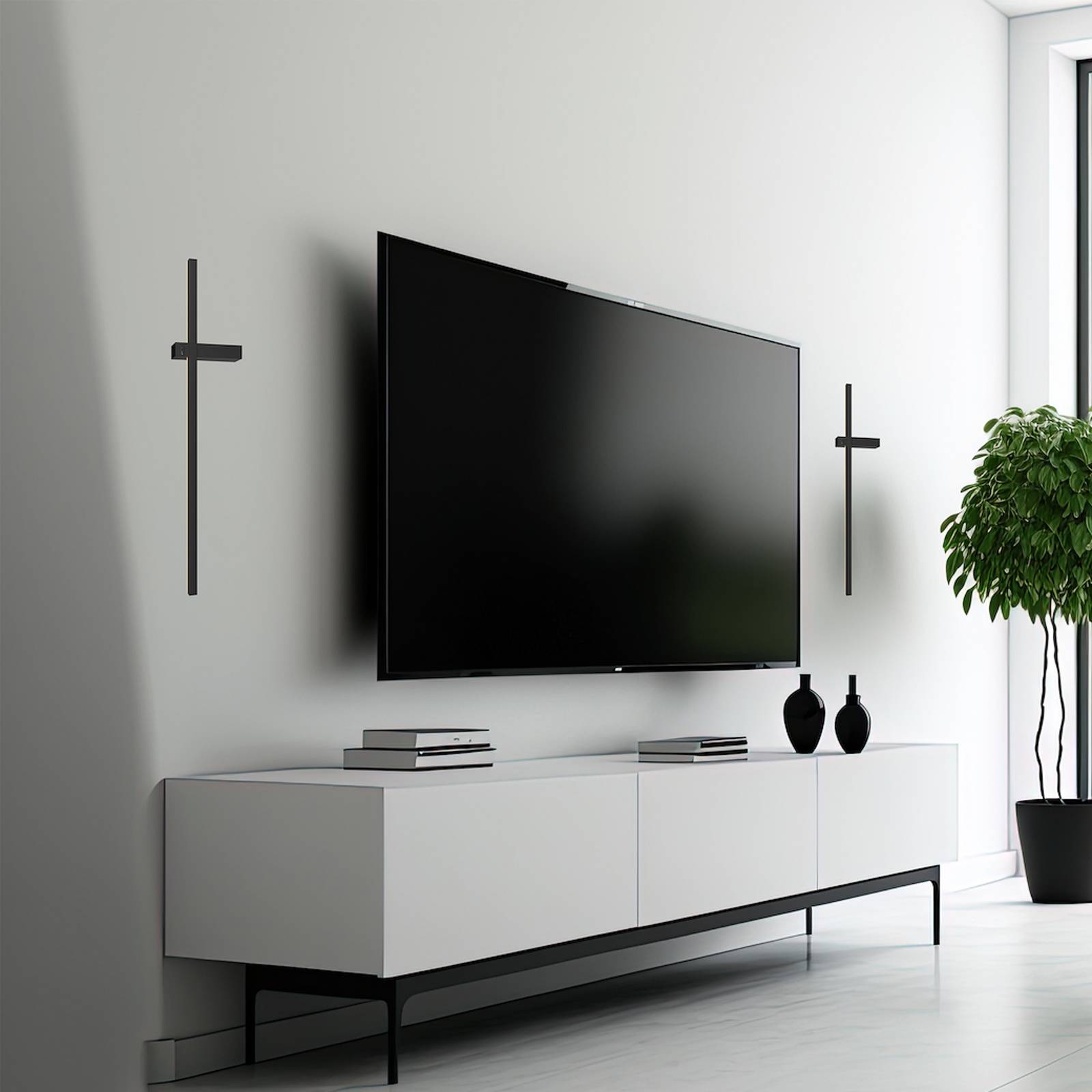 Kinkiet LED Vision, wysokość 60 cm, metal, czarny, 3000 K