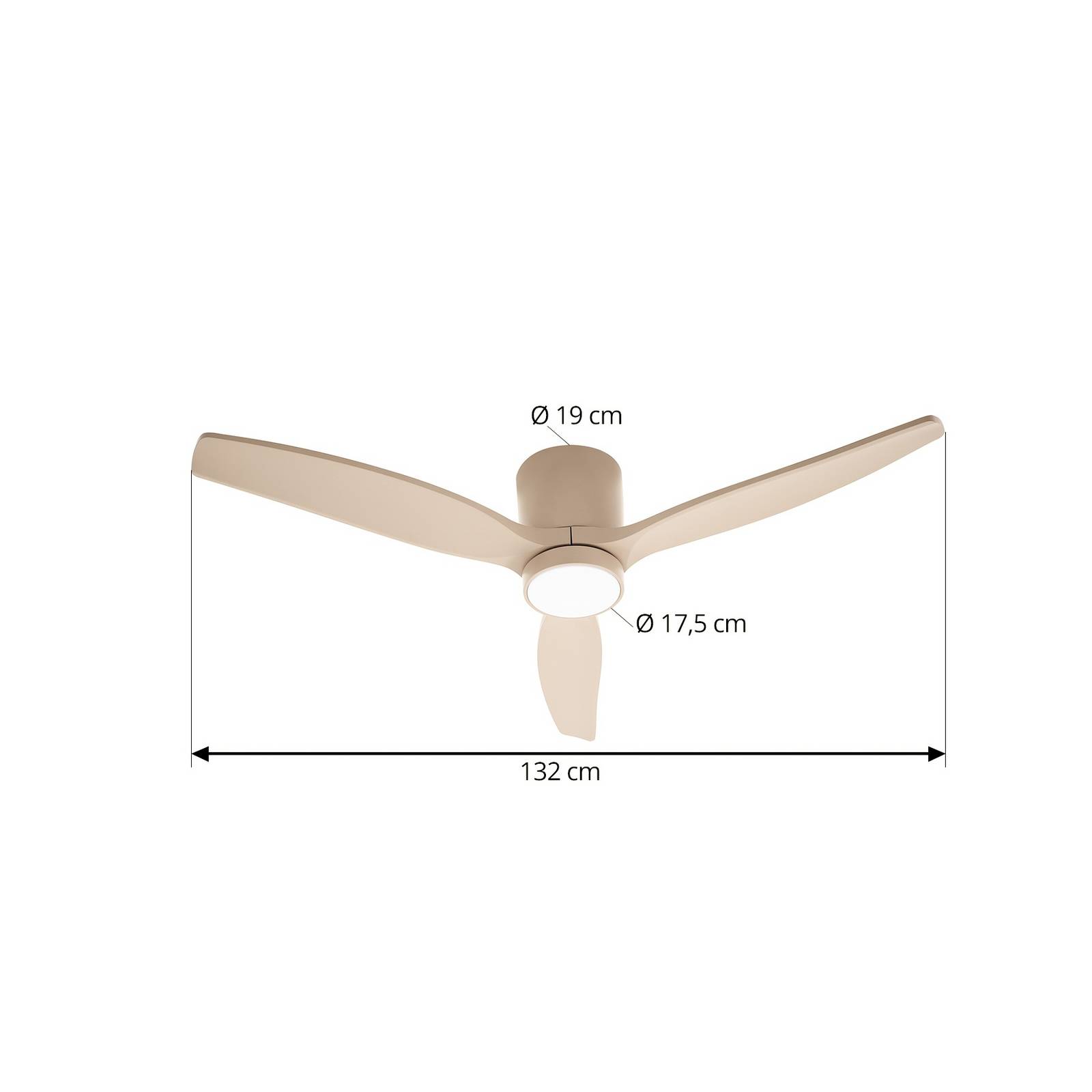 Wentylator sufitowy LED Sorin, beżowy, DC, cichy