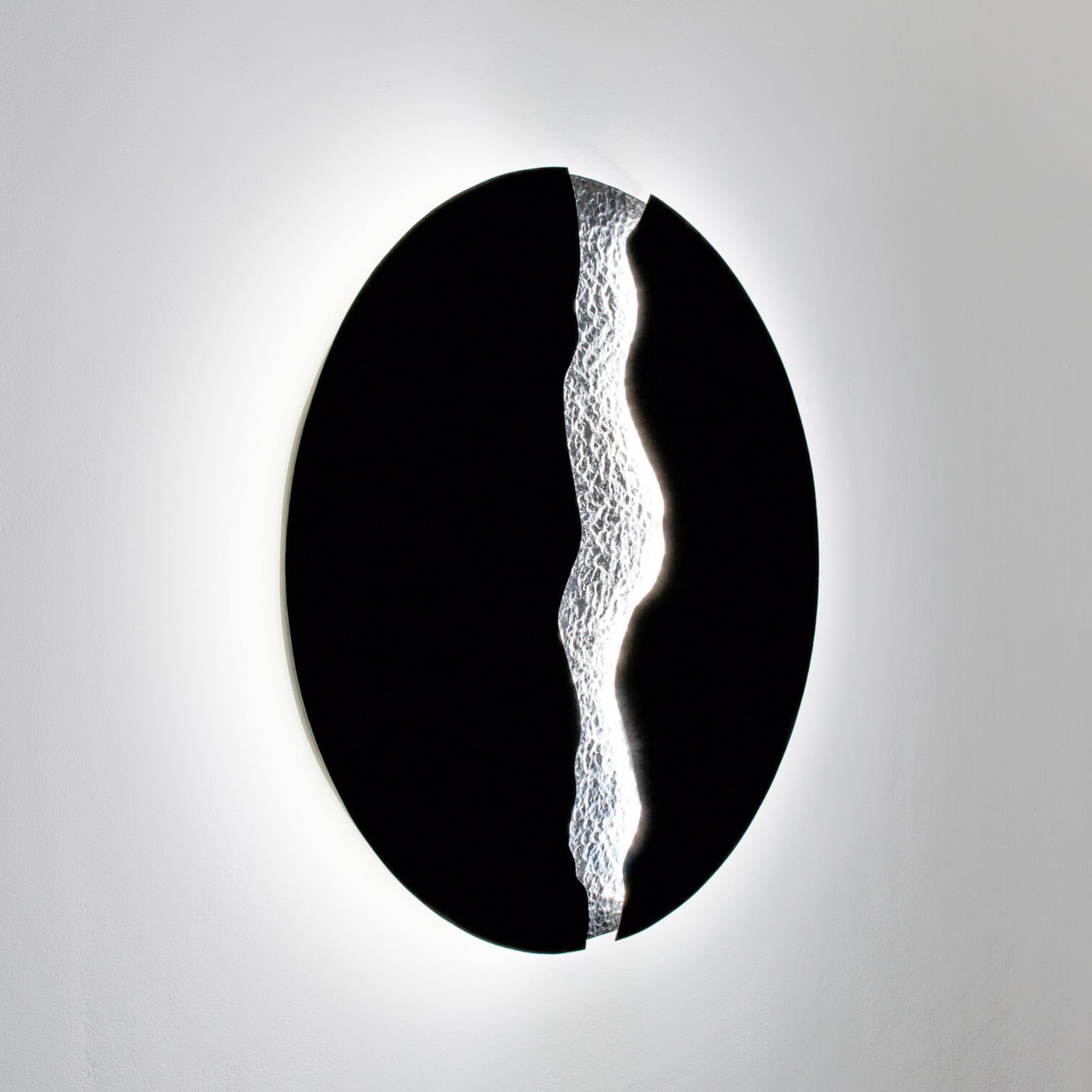 LED-vegglampe LAVA, svart/sølv, Ø 80 cm, metall, dimbar