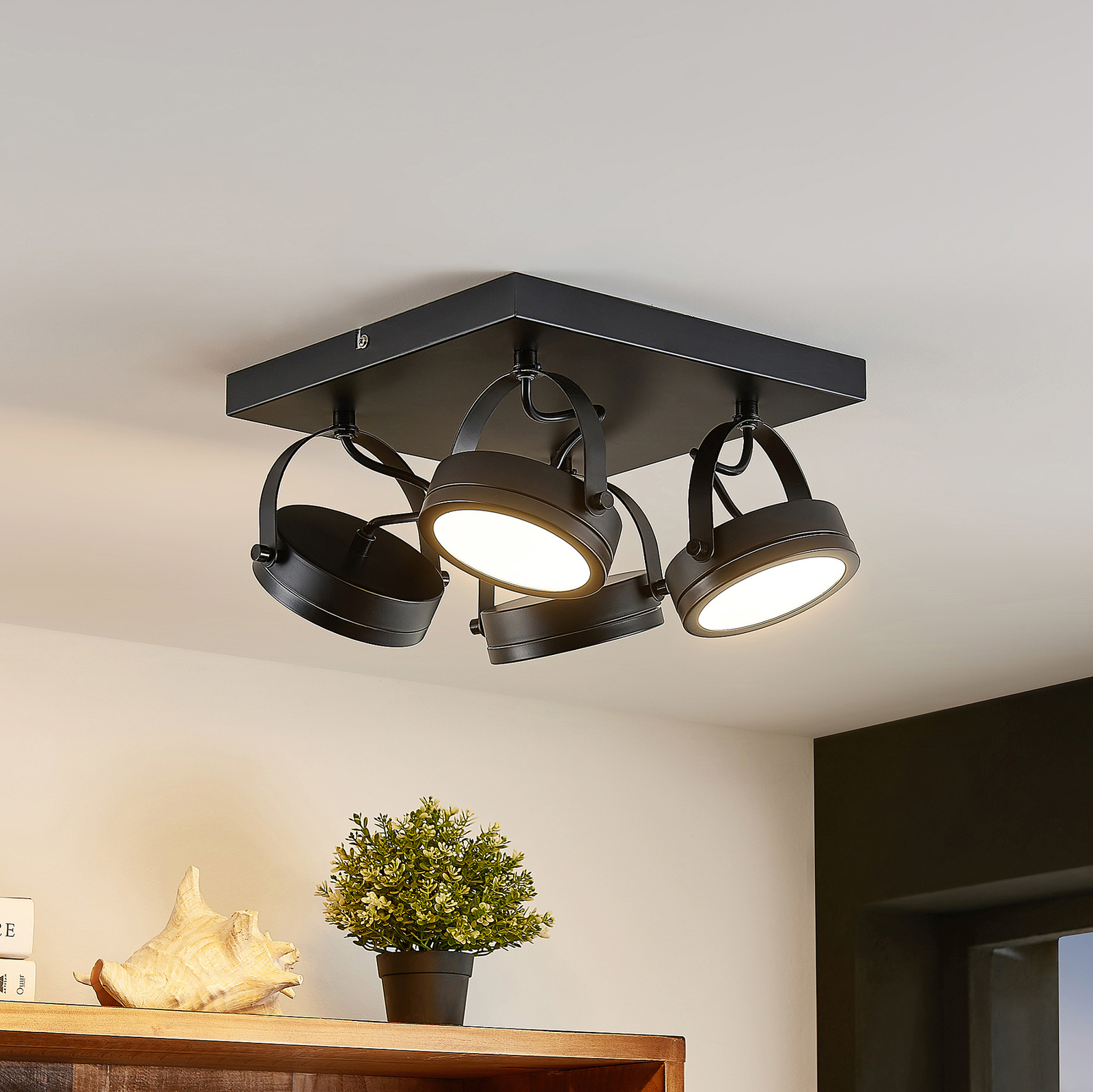 Lindby Omila LED ceiling spotlight, four-bulb