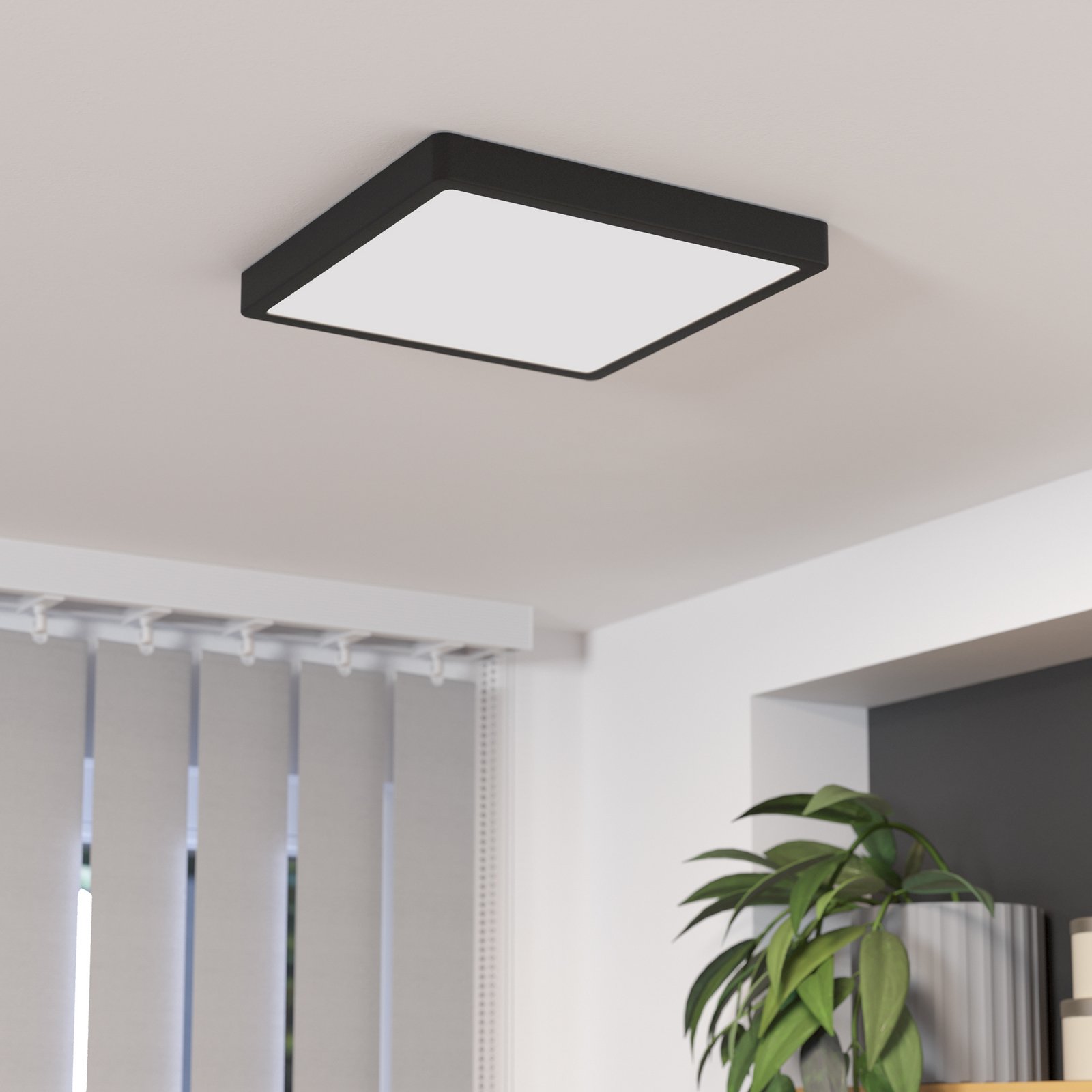 Fueva 5 ceiling light IP44 black 3000K 28x28cm
