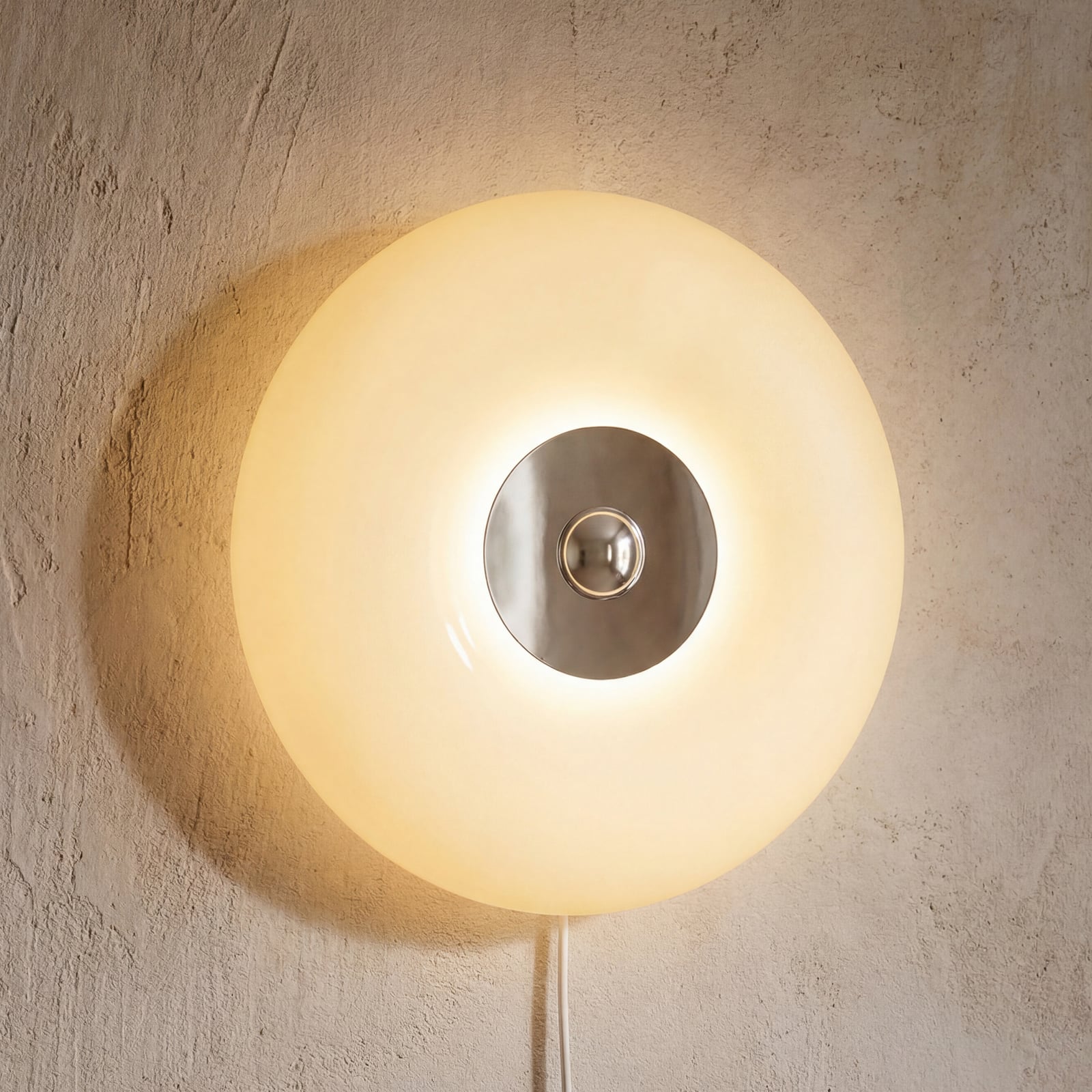 OSRAM Φωτιστικό τοίχου LED Decor Lunea, λευκό, Ø 30 cm, γυαλί, CCT, ρυθμιζόμενη