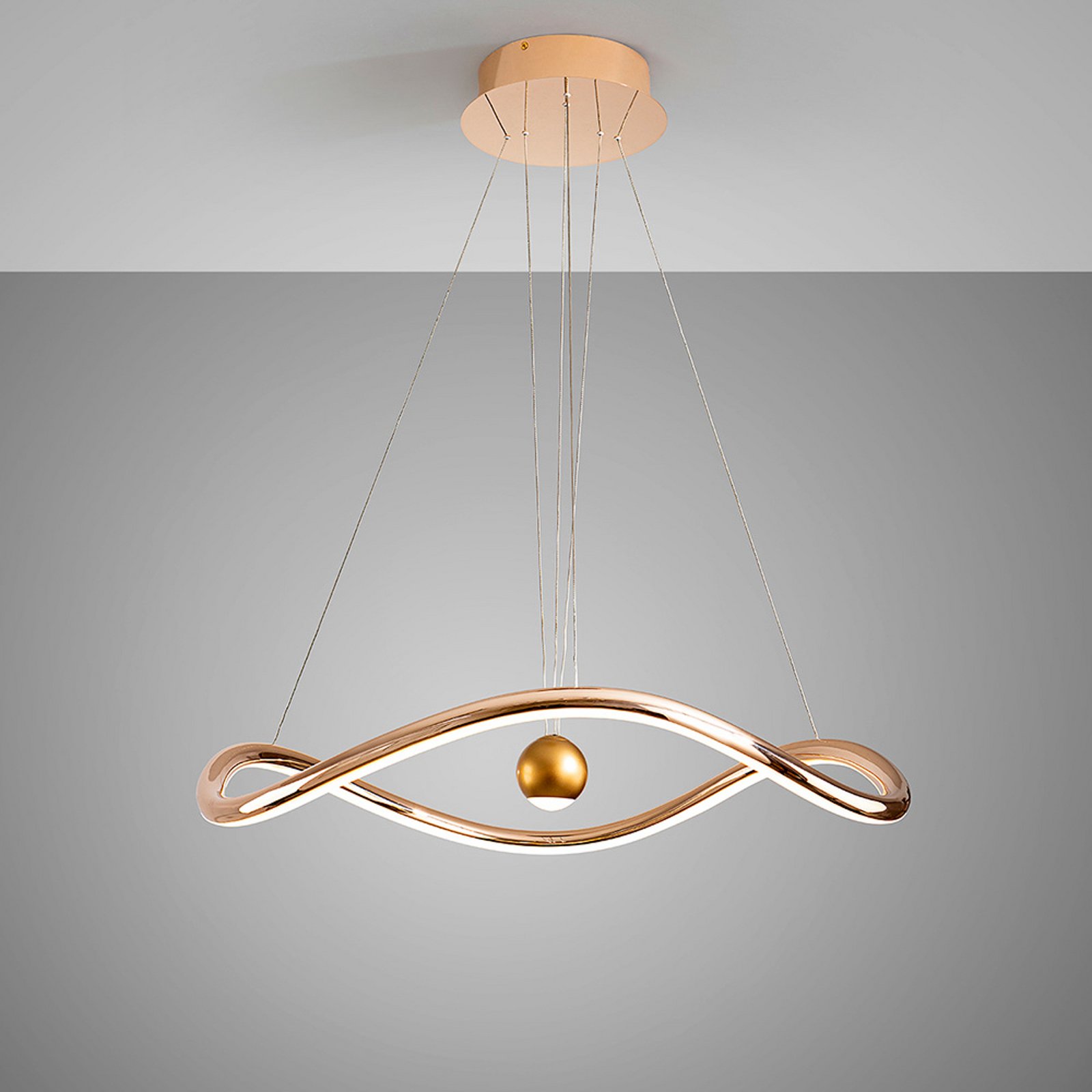 Inteligentné LED závesné svietidlo Romina, Ø 78 cm, zlatá farba kov CCT