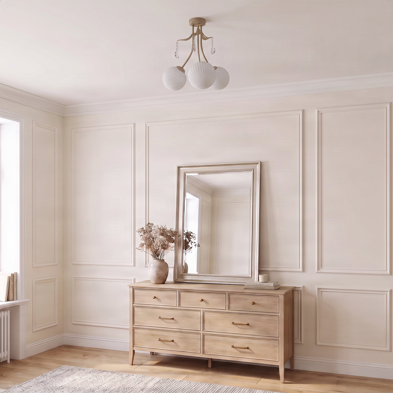 Plafonnier Celeste, taupe, Ø 40 cm, métal, à 3 lampes