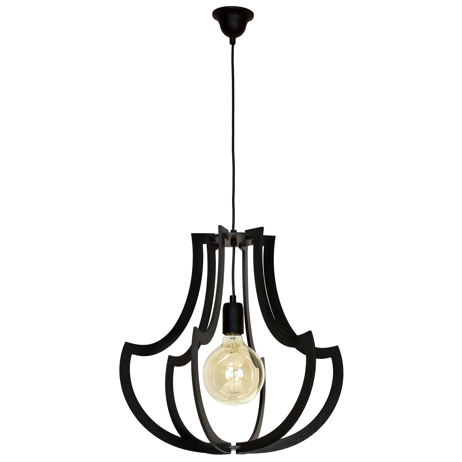 877 hanging light with wooden struts, black
