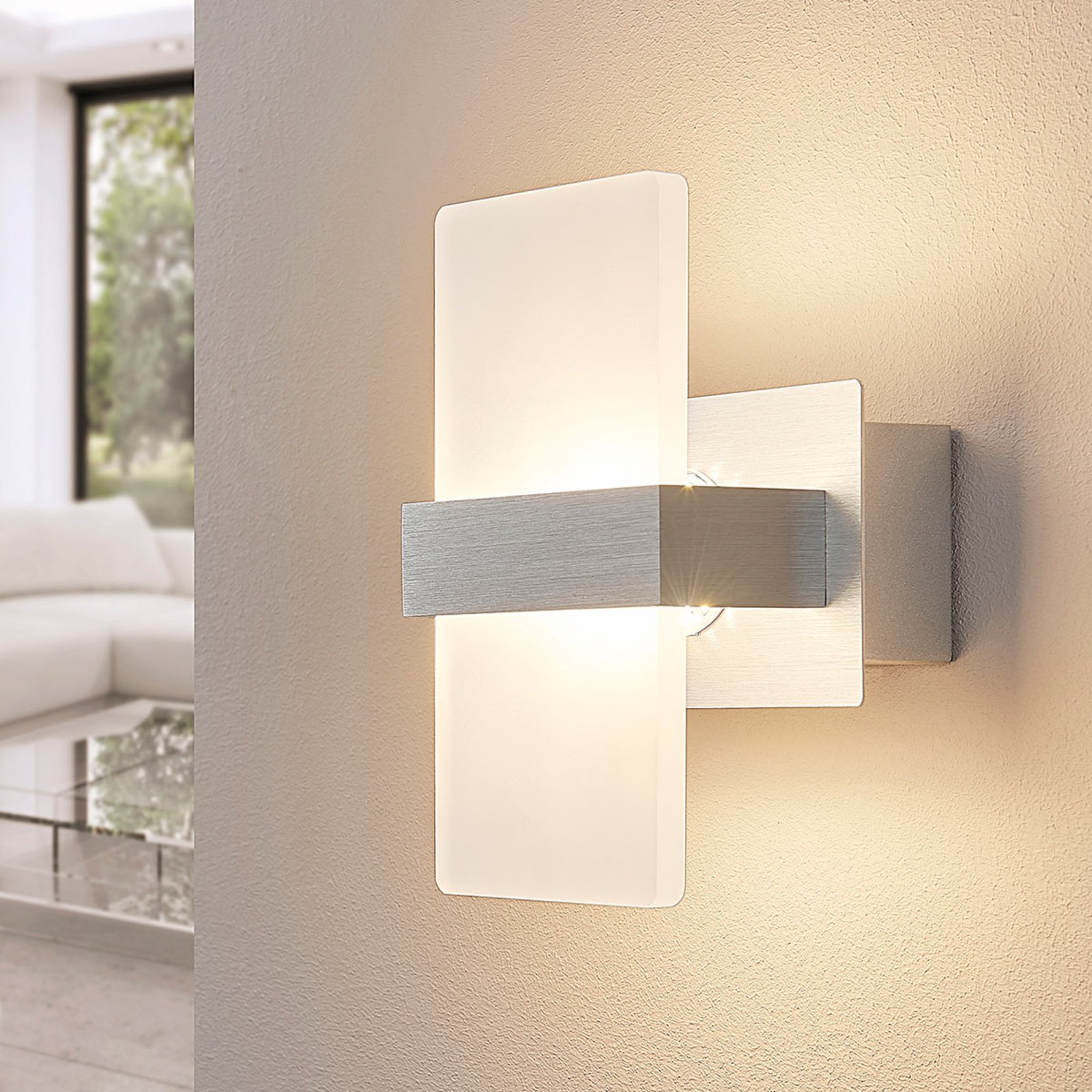 LED-Wandlampe Yorick, 18 cm, alu/weiß mit Schalter - Lindby