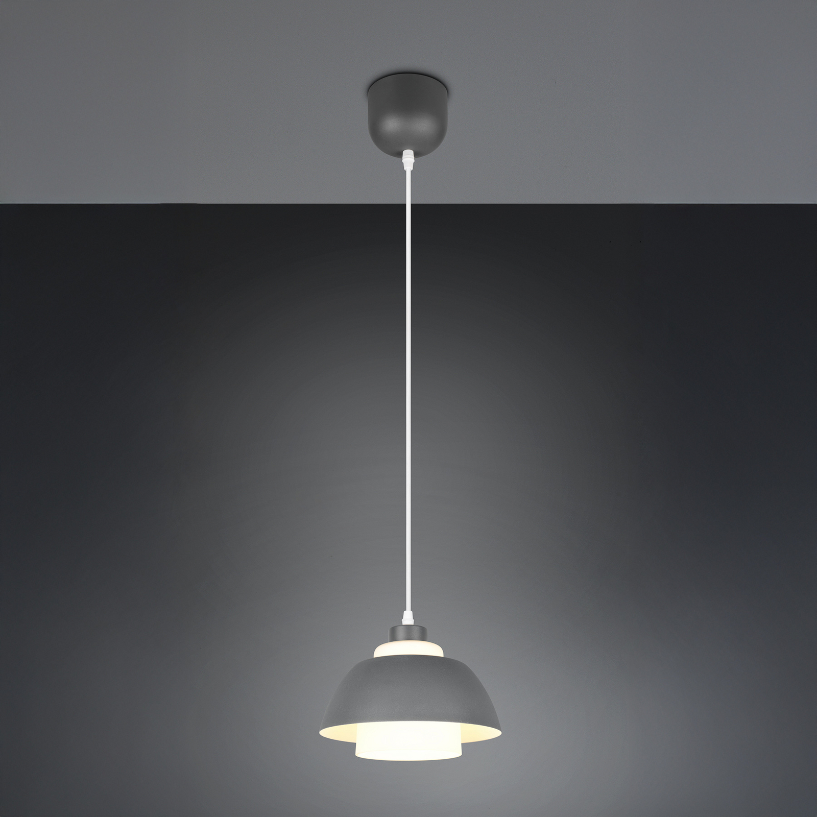 Hanglamp Tilos, antraciet, Ø 23 cm, metaal/glas, E27