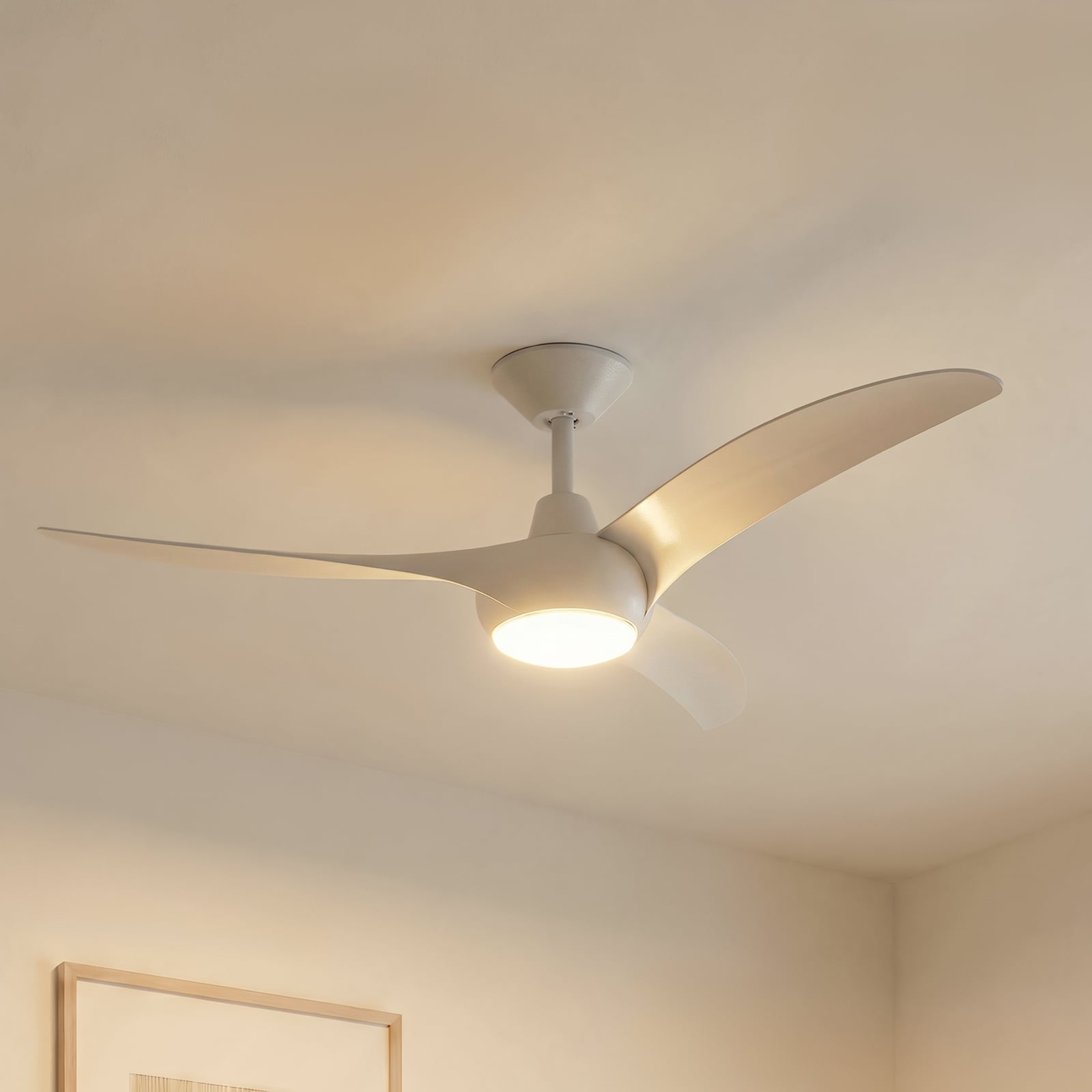 Briya LED-kattotuuletin, CCT, himmennettävä, Ø 116 cm, valkoinen - Lindby