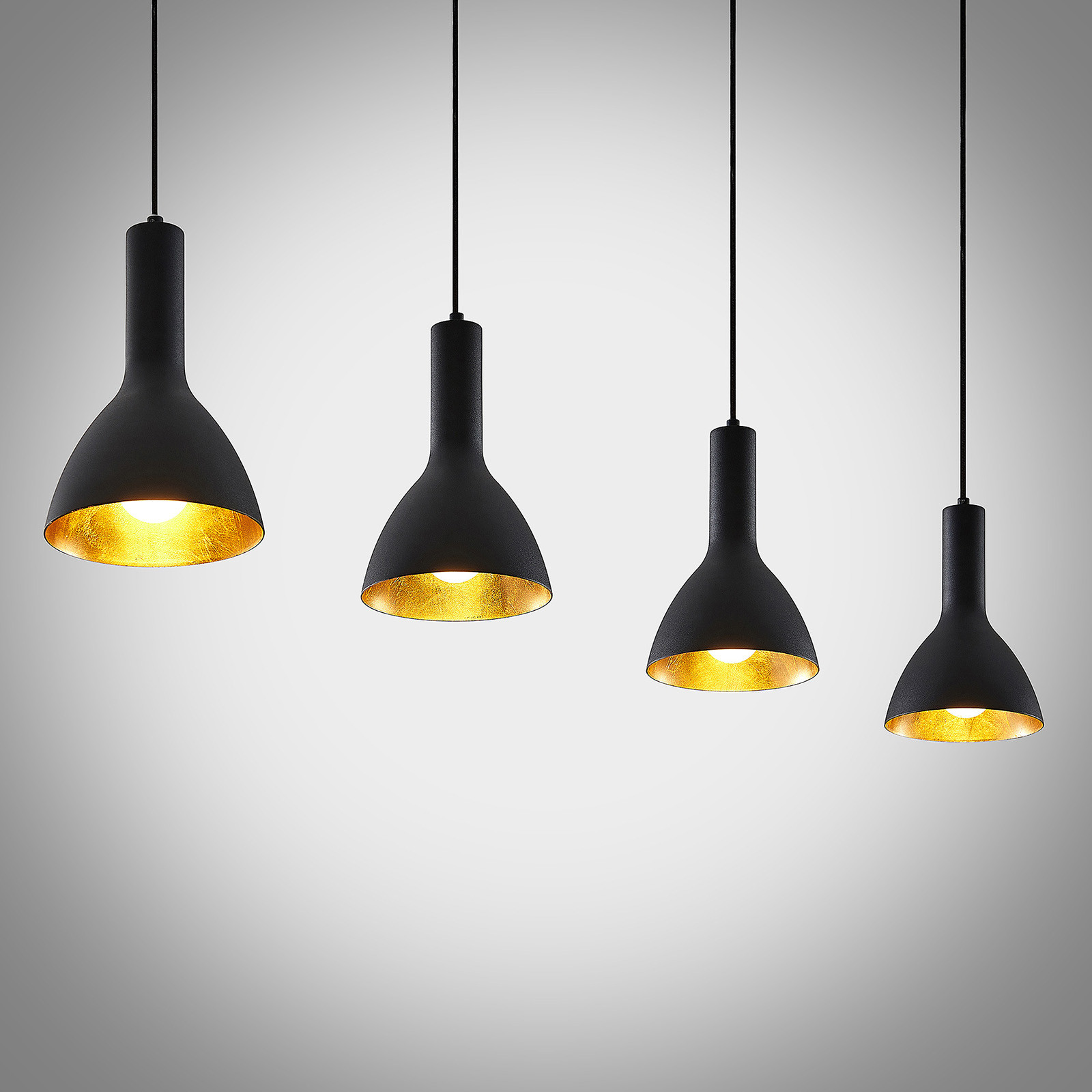 Arcchio lampă suspendată Cosmina 4 becuri lungime 120 cm negru - Bucătărie - Modern - negru auriu - Metal