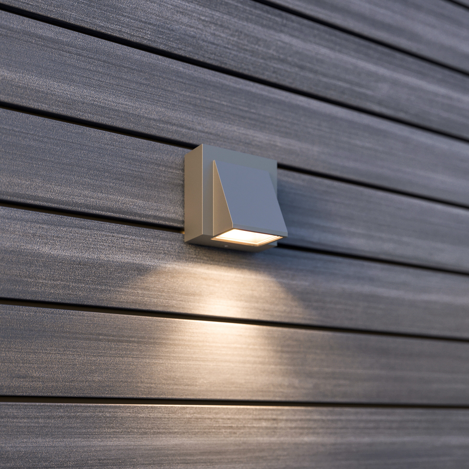Silvergrå LED-utomhusvägglampa Marik