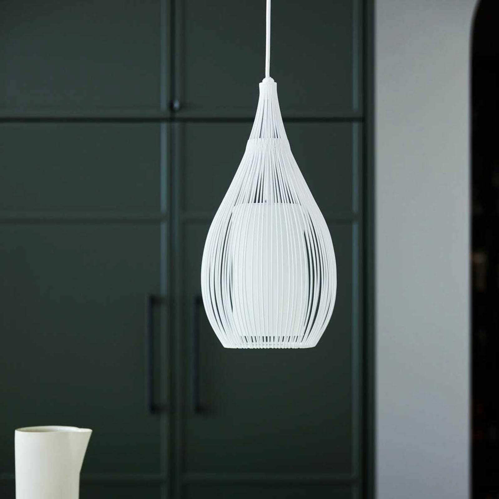 Beacon hanglamp Solis, wit, metaal, glas, Ø 19 cm