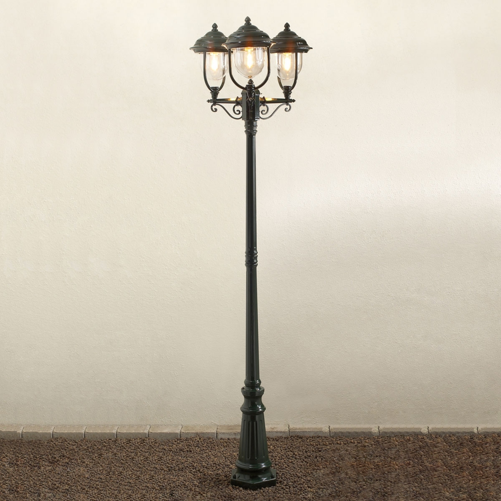 Romanttinen 3-lamppuinen kynttelikkö PARMA vihreä