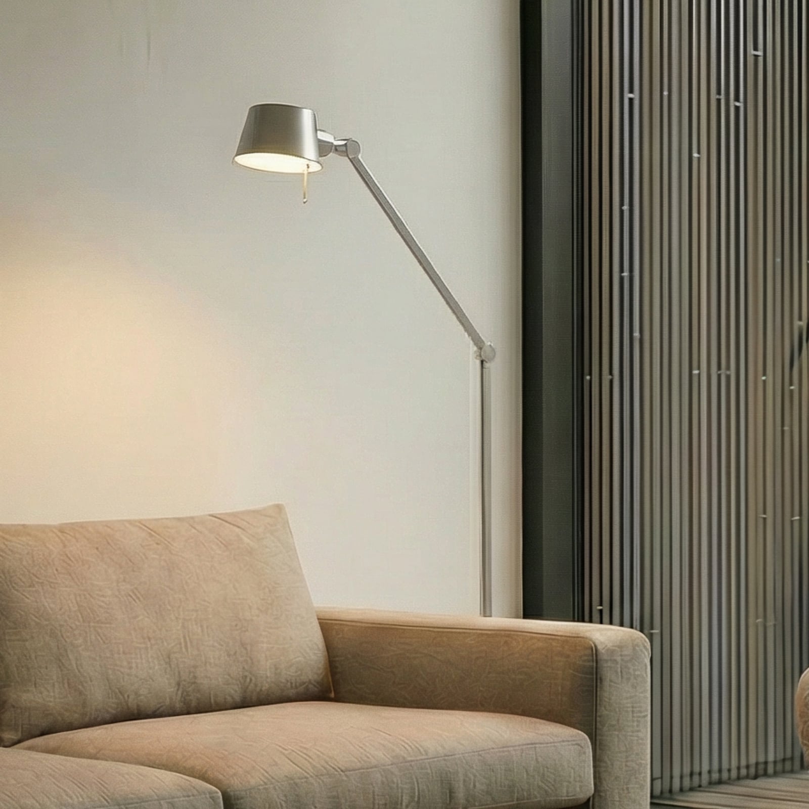 Lampe sur pied Silka, nickel satiné, réglable, 173 cm, E27 - Lucande