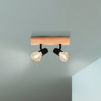 Deckenleuchte Townshend 3 aus Holz, zweiflammig