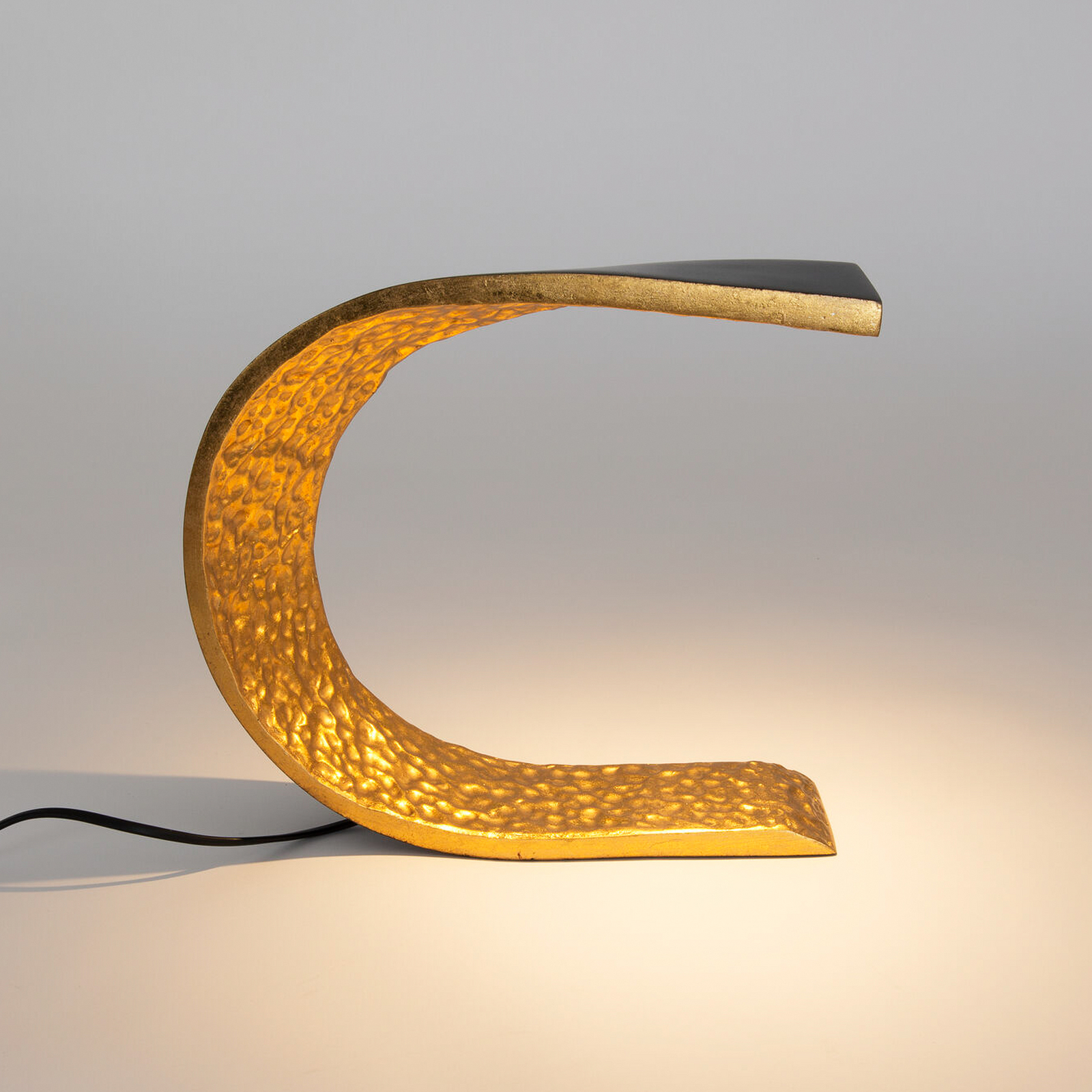 LED-bordlampe AUREONDA, svart/gull, høyde 30 cm, metall