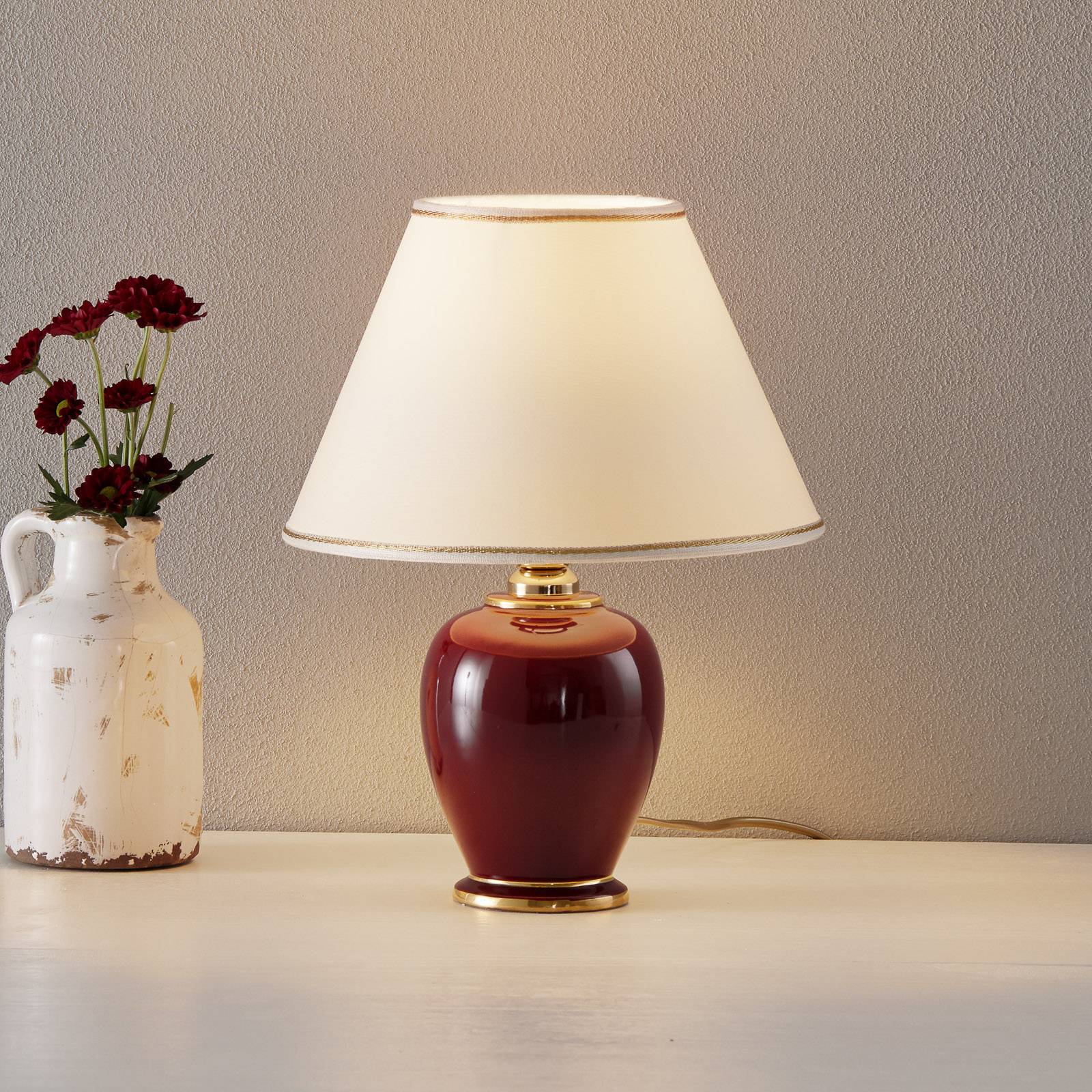 austrolux COLARZ Bordeaux – půvabná stolní lampa, 34 cm