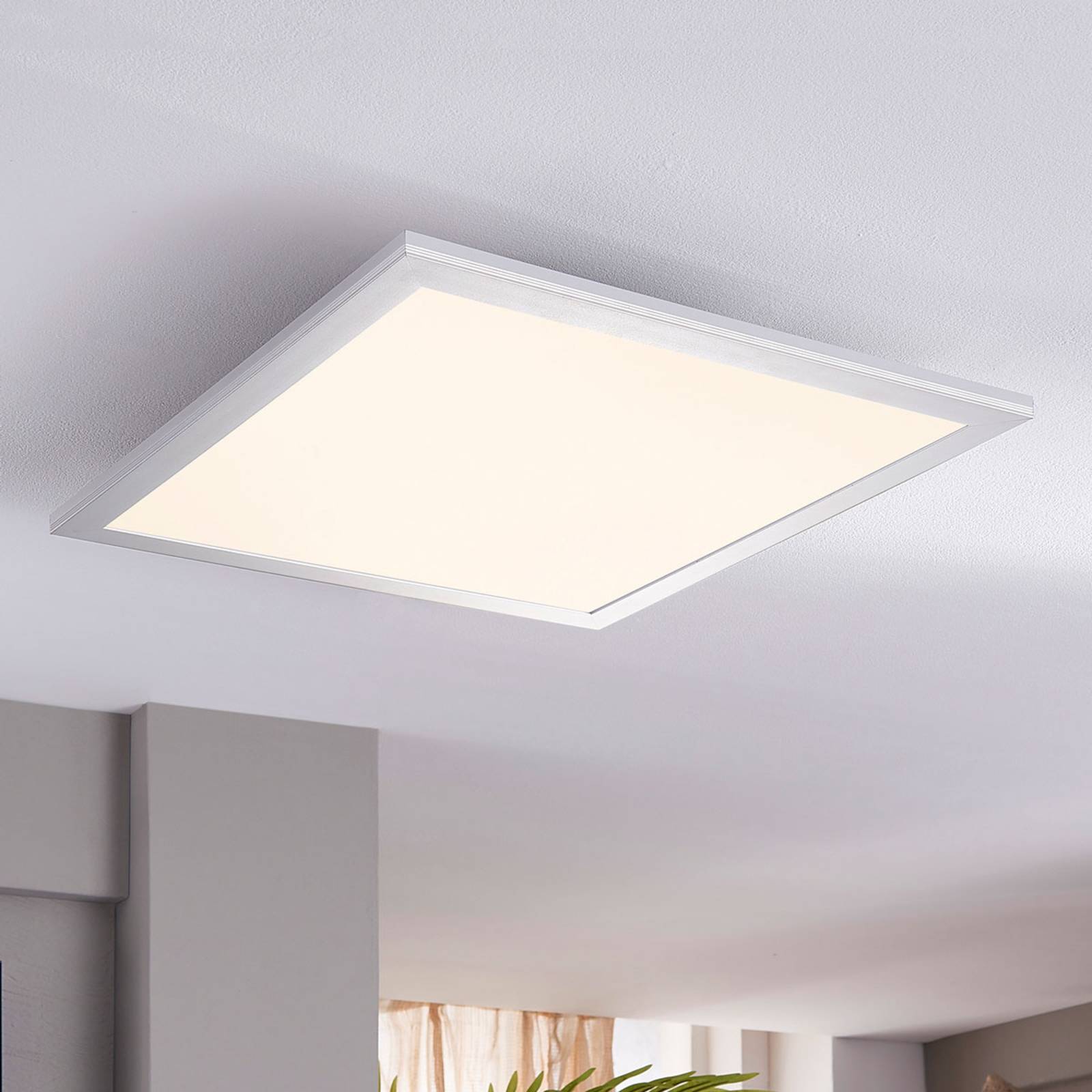 Lindby Livel LED panel, 4,000 K, 40 cm x, for Kitchen, PMMA, aluminium, 23.8 W, L: 40 cm, W: 40 cm, H: 5.2 cm