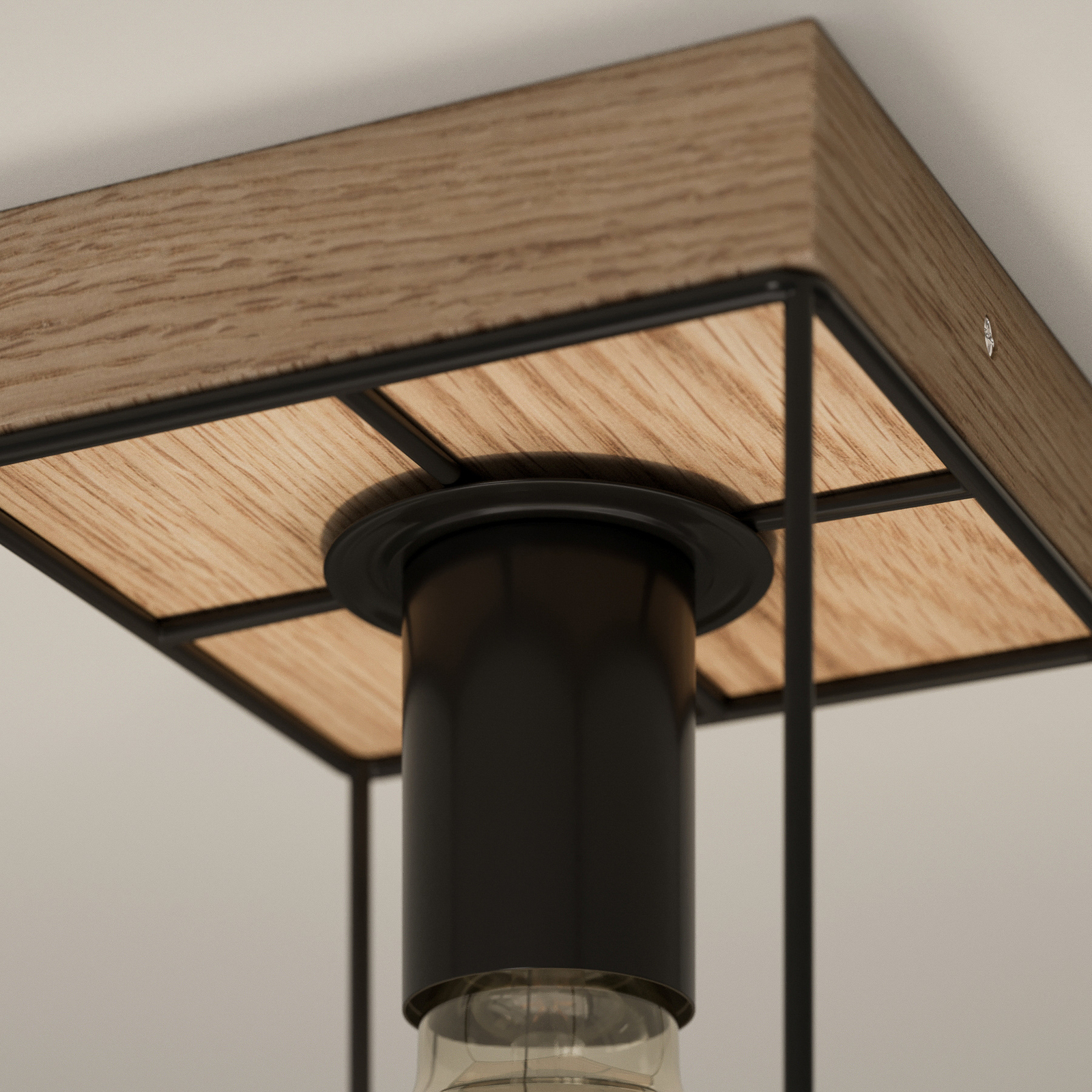Envostar Gretter ceiling light, metal/oak, 1-bulb