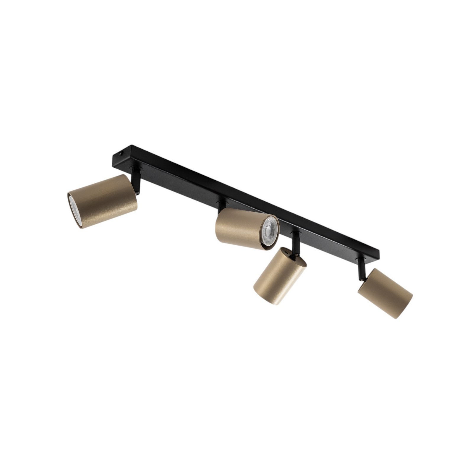 Plafondspot Zoom, 4-lamps, zwart/goud