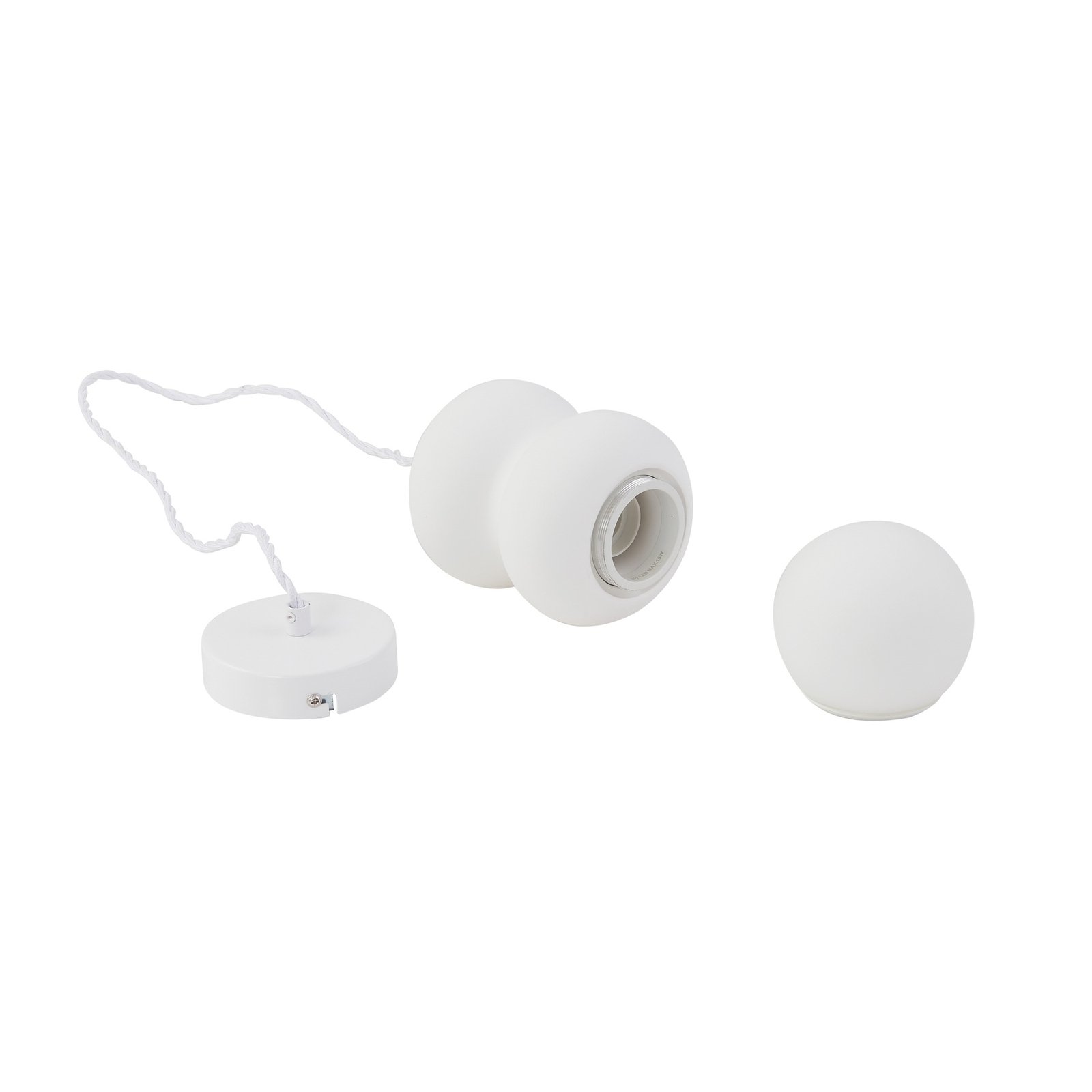 Lindby hanglamp Nielson, Ø 12 cm, wit, gips