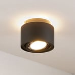 Arcchio Walisa ceiling lamp, Ø 15 cm, black, metal, GU10