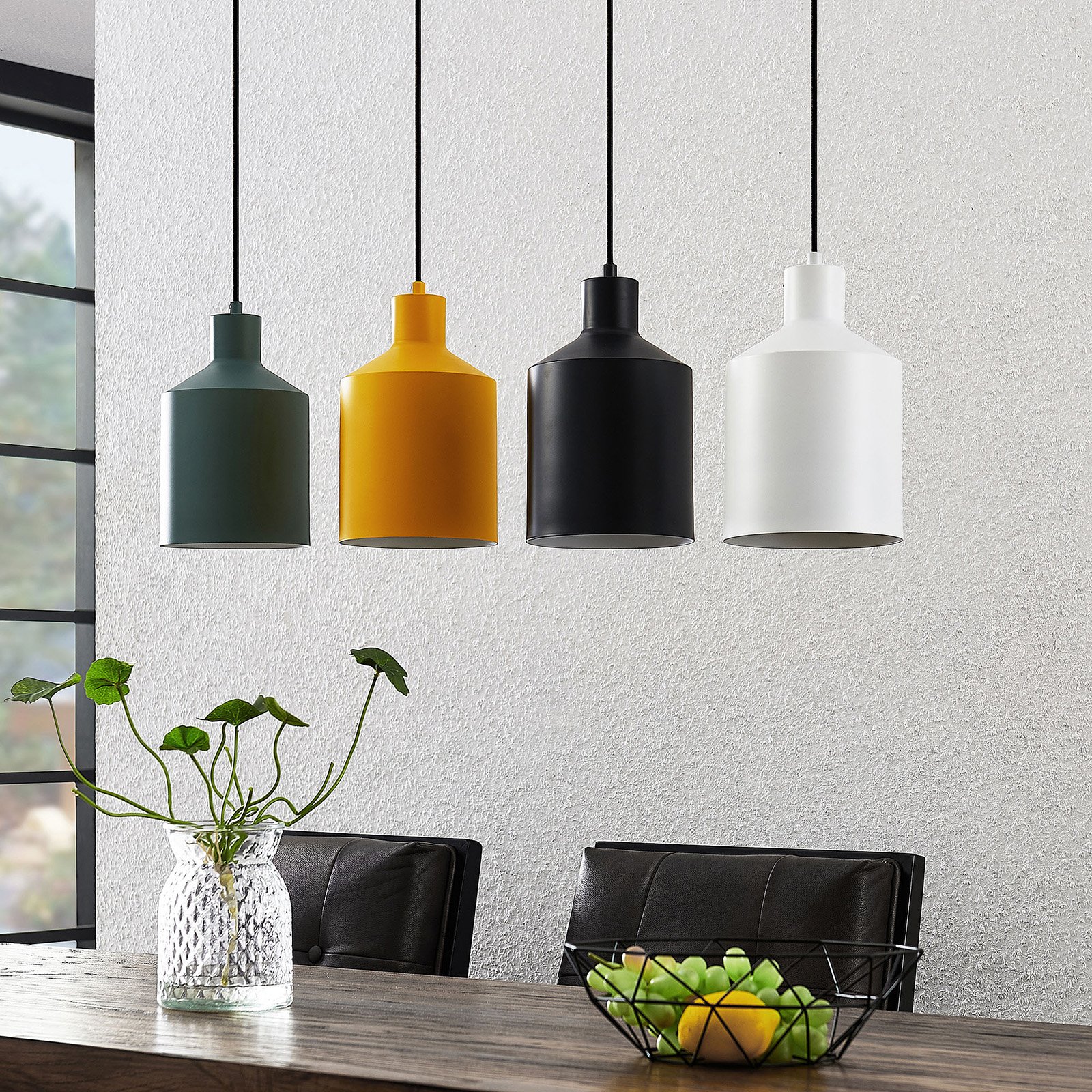 Tirane Pendant Black/White/Green/Yellow - Lindby