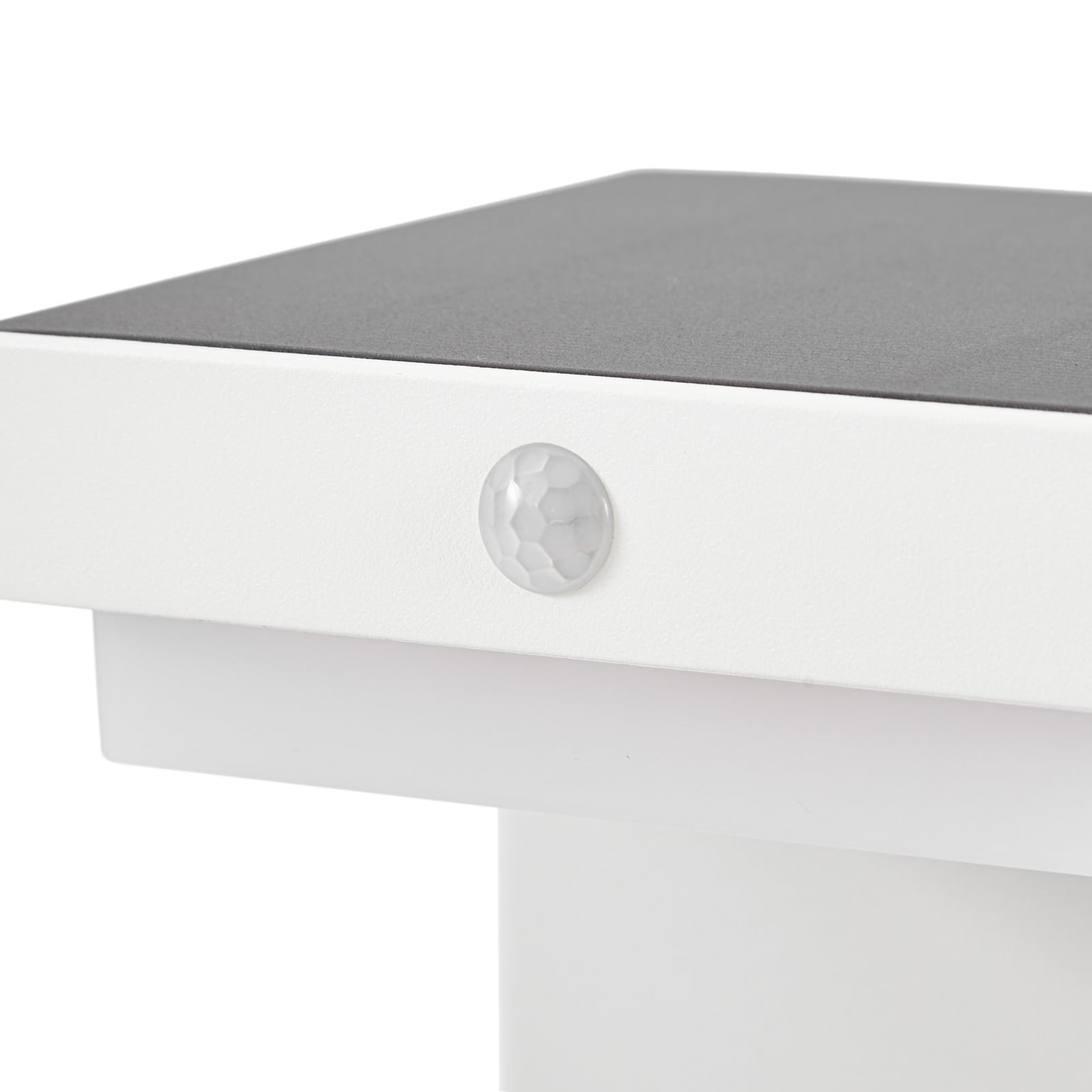 Eleazar LED solárne podlahové svietidlo, biele, hliník, senzor - Lindby